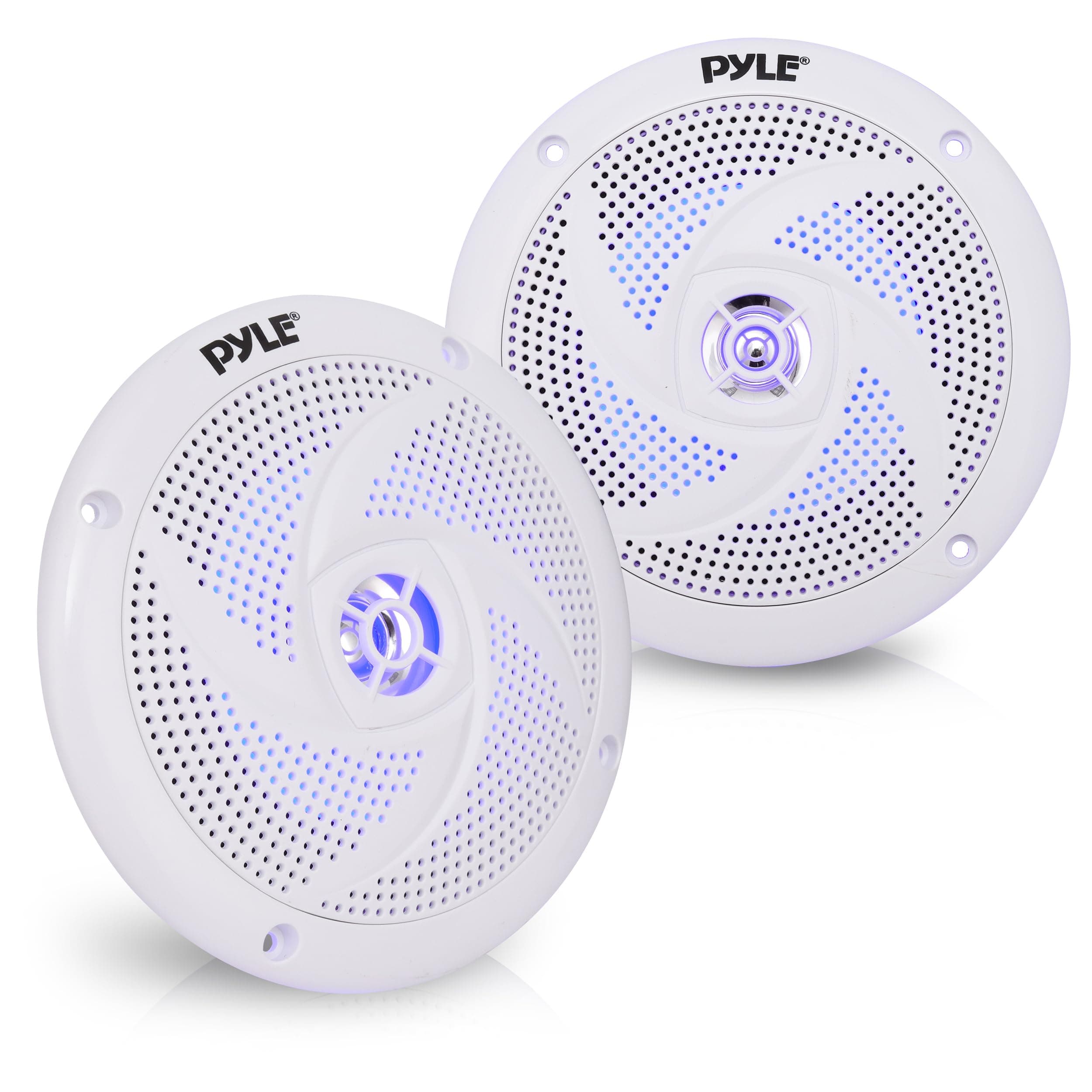 Pyle Marine Speakers - 5.25 Inch 2 Way Waterproof and Weather Resistant Outdoor Audio Stereo Sound System with LED Lights, 180 Watt Power and Low Profile Slim Style - 1 Pair - PLMRS53WL
