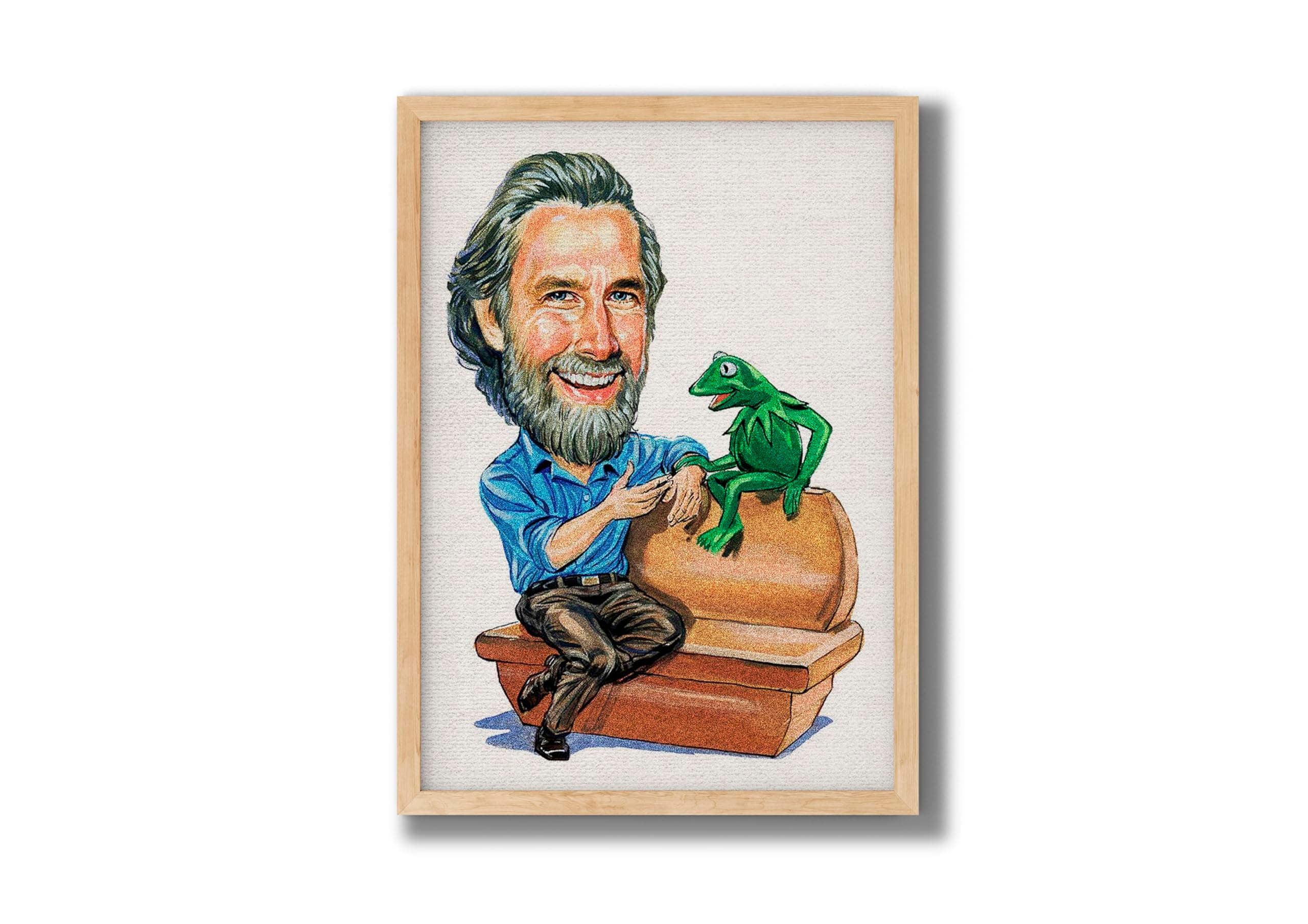 MOMONTS Escapades Jim Henson: Muppet Mastermind Without Glass Wall Photo Frame with Poster Illusion, Dramatic Chronicles Design (Medium (8.72 x 12.62), Light Brown)