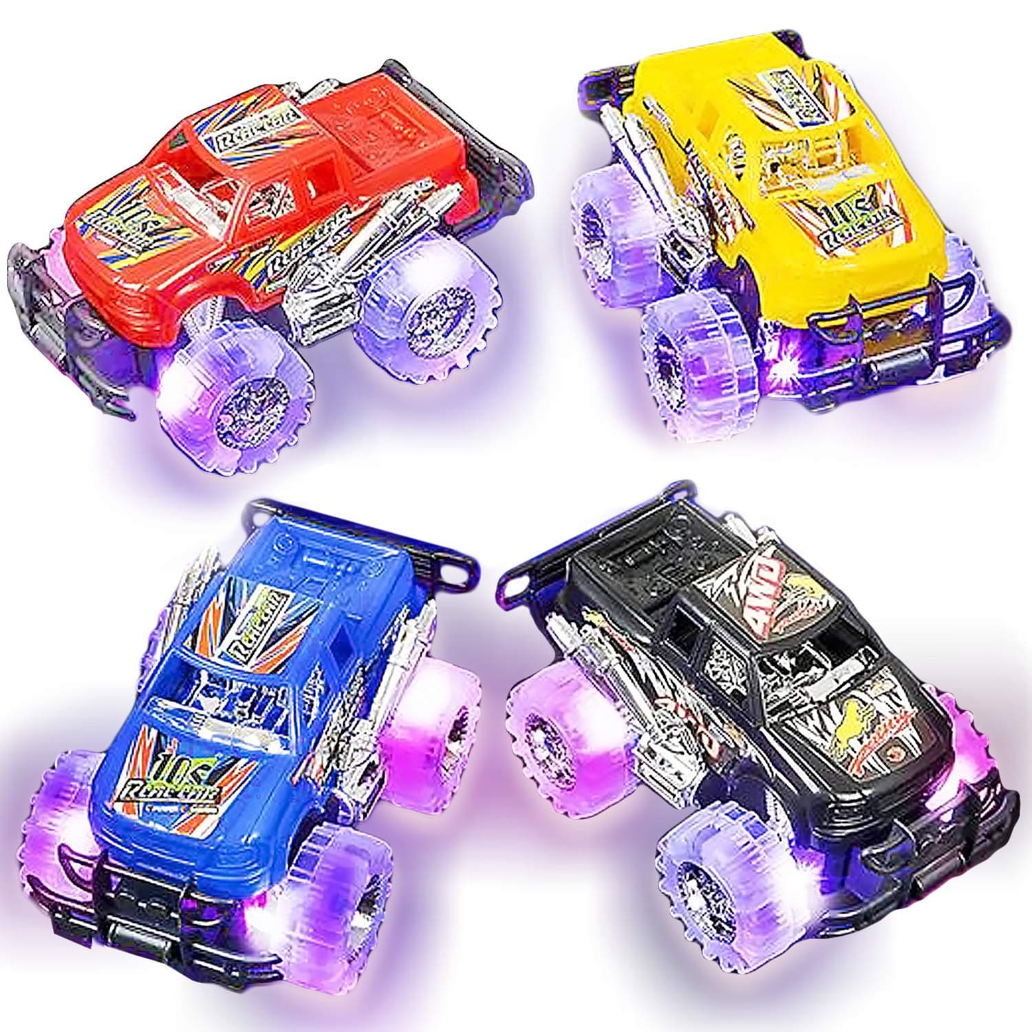 ArtCreativity Kid Light Up Monster Truck Set For Boys And Girls - Set Includes 2, Blue