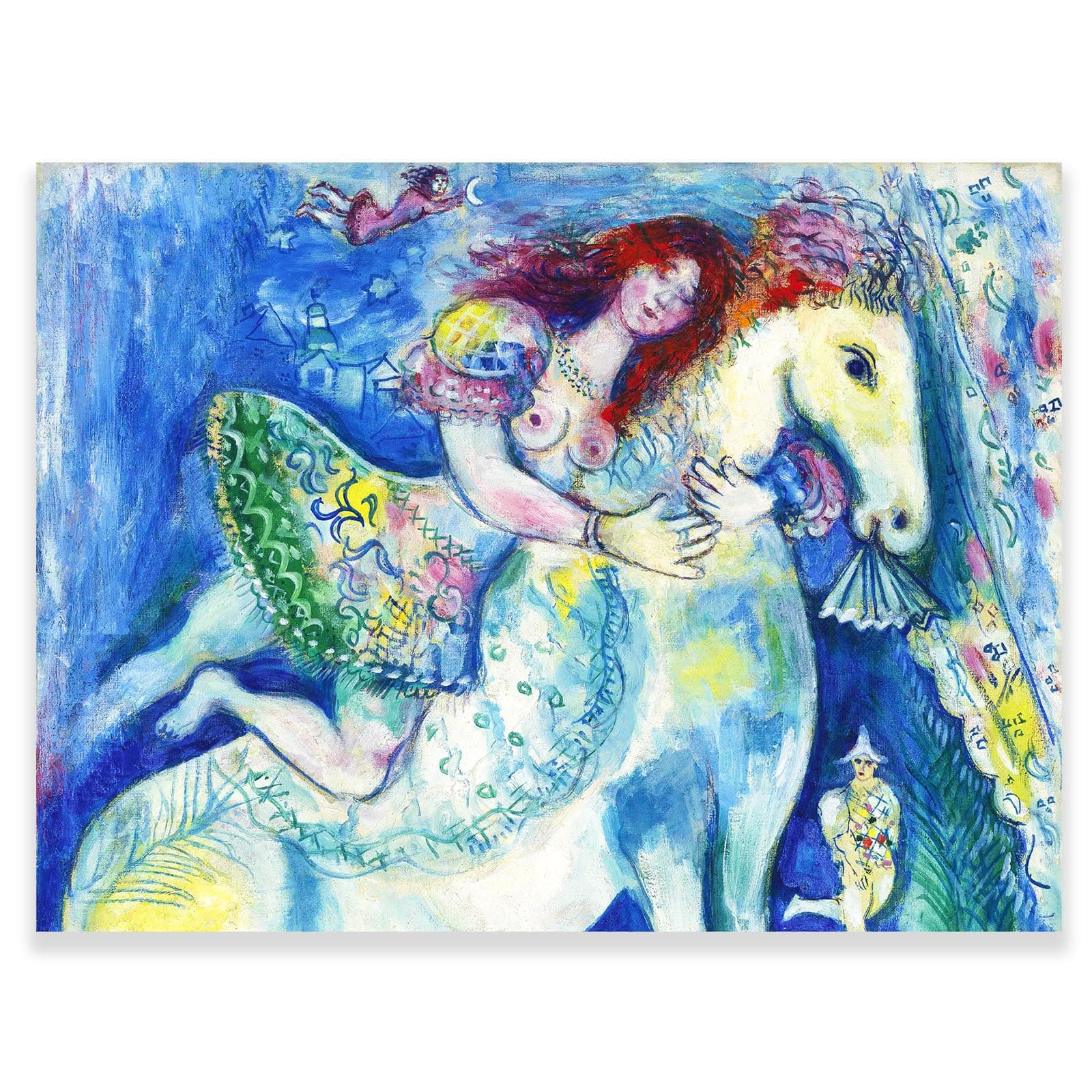 Eocoti Marc Chagall Canvas Prints Wall Art - Woman on The Horse Poster - Abstract Surrealism Painting Naive Art Prints Artwork Living Room Bedroom Aesthetic Decor Unframed (12x16in/30x40cm)