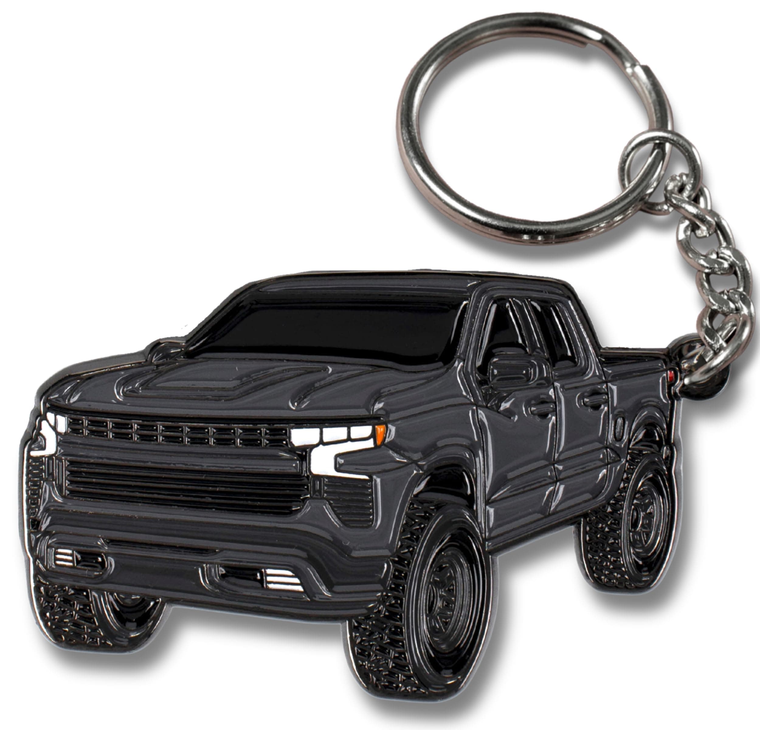 Metal Keychain Compatible with chevy silverado 1500 Accessories and others Toy Truck Gifts Men Key Fob