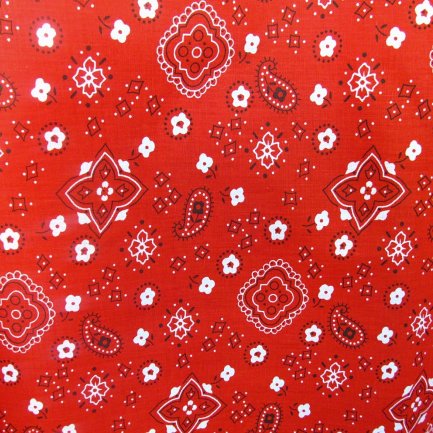 Poly Cotton Print Bandana 60 Inch Fabric by The Yard (F.E. (Red)