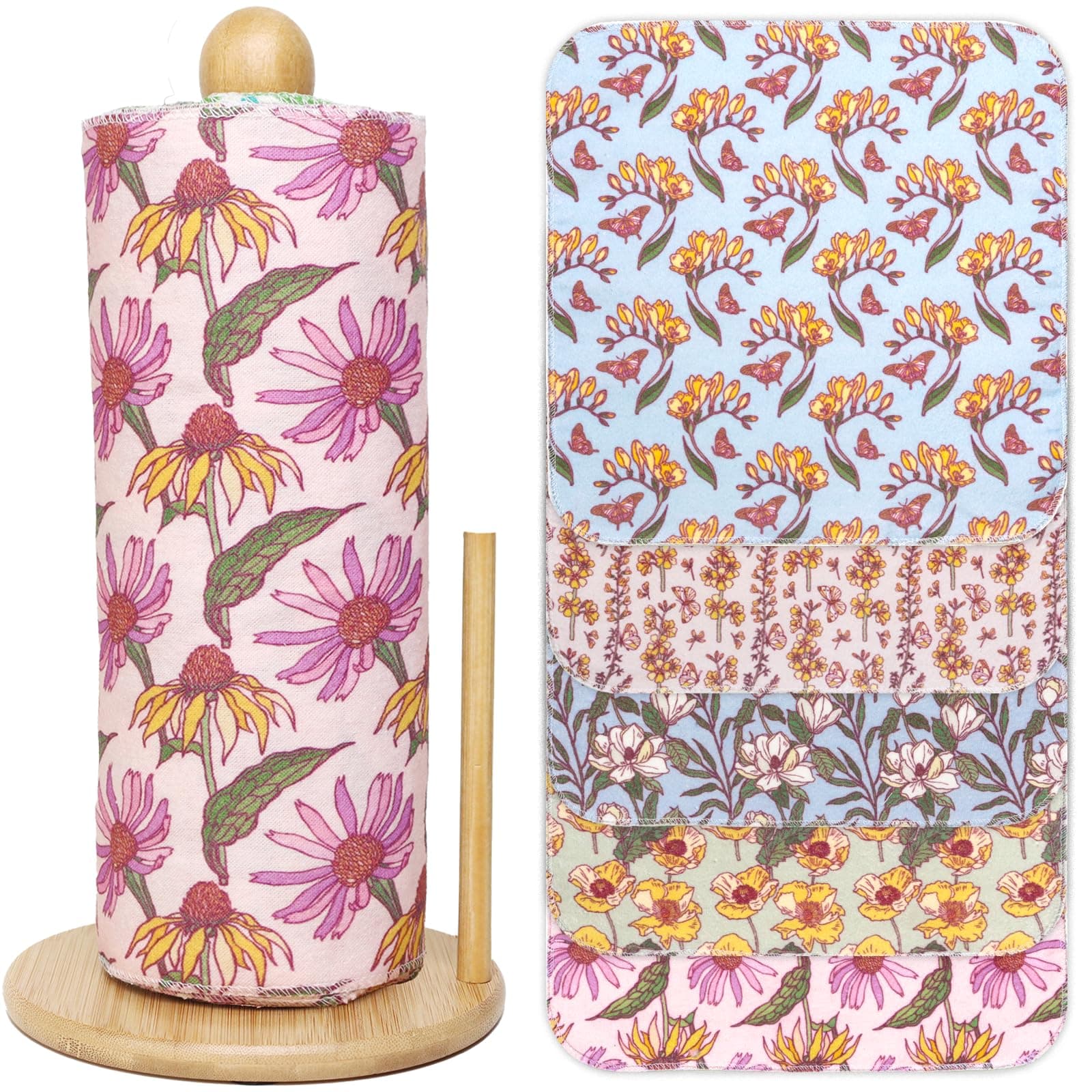 25 Pack Reusable Tissue Paperless Towel Roll Washable Cotton for Kitchen Towels Zero Waste Products Replacement Tissue (RT-H)