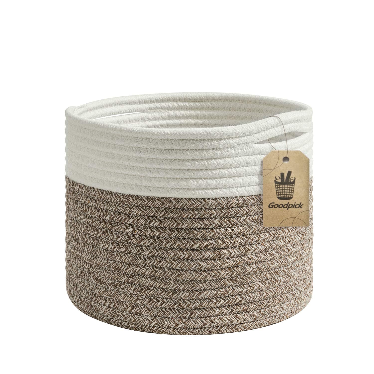 Goodpick Cute Cotton Rope Basket - Dresser Baskets Drawer Baskets Organizer Nursery Closet Storage Foldable Cloth Storage Box Underwear Organizer Drawer Divider, 12''×7''×5'' Set of 2