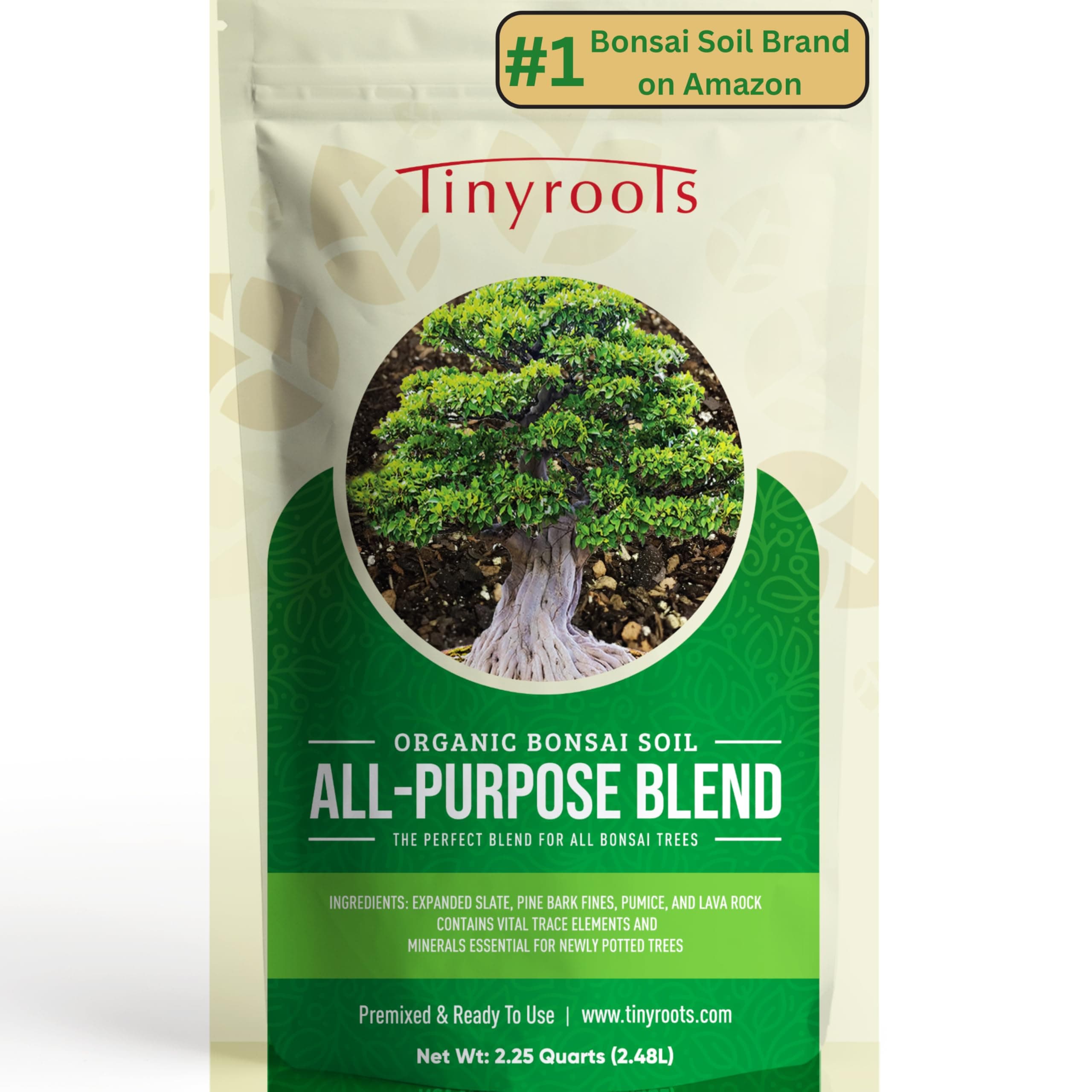 Bonsai Soil Mix by Tinyroots - All Purpose Bonsai Soil Mix Ready to Use Blend, Used for All Varieties of Bonsai Trees, 2.25 Quarts