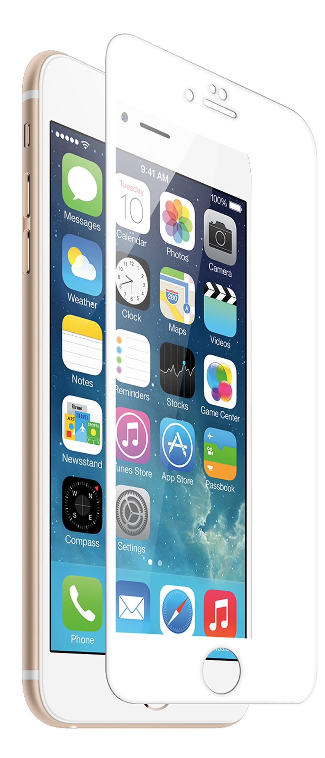 BioArmor Antibacterial Bubble Free Premium Fit Glass Screen Protector for iPhone 6 Plus - White/Transparent