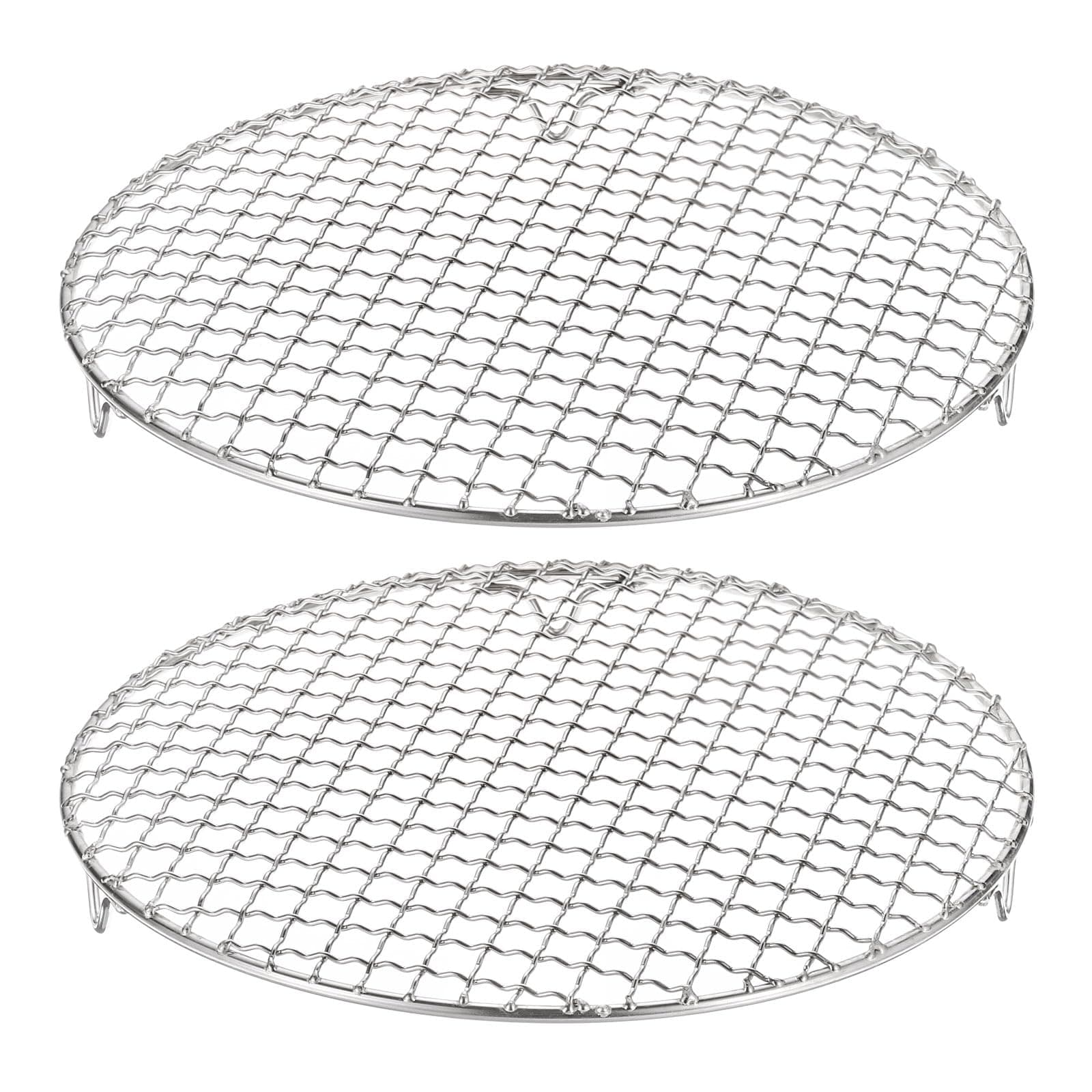 HARFINGTON 2pcs Round Cooking Rack 10.4-inch 201 Stainless Steel Cross Wire Barbecue Grill Net with 20mm Legs for Cooking Baking Steaming BBQ