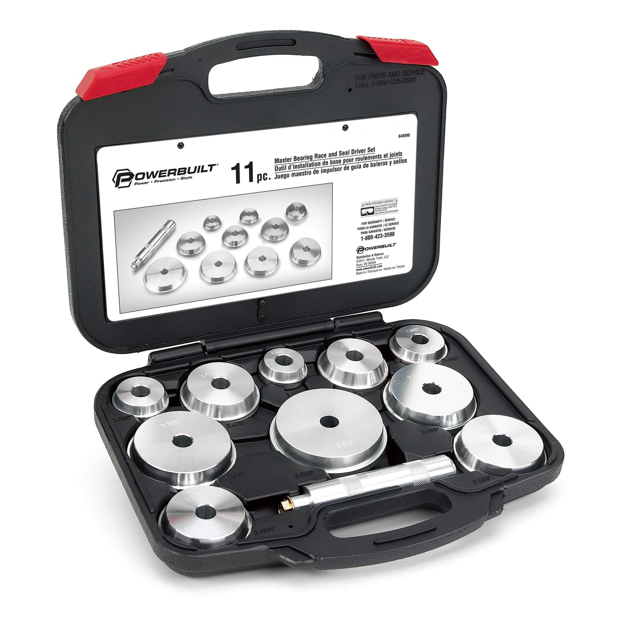 Powerbuilt 11 Piece Master Bearing Race and Seal Driver Tool Set, Bearing Press Kit, Seal Installer Bearing Driver Kit for Bearing Installation, Storage Case - 648996