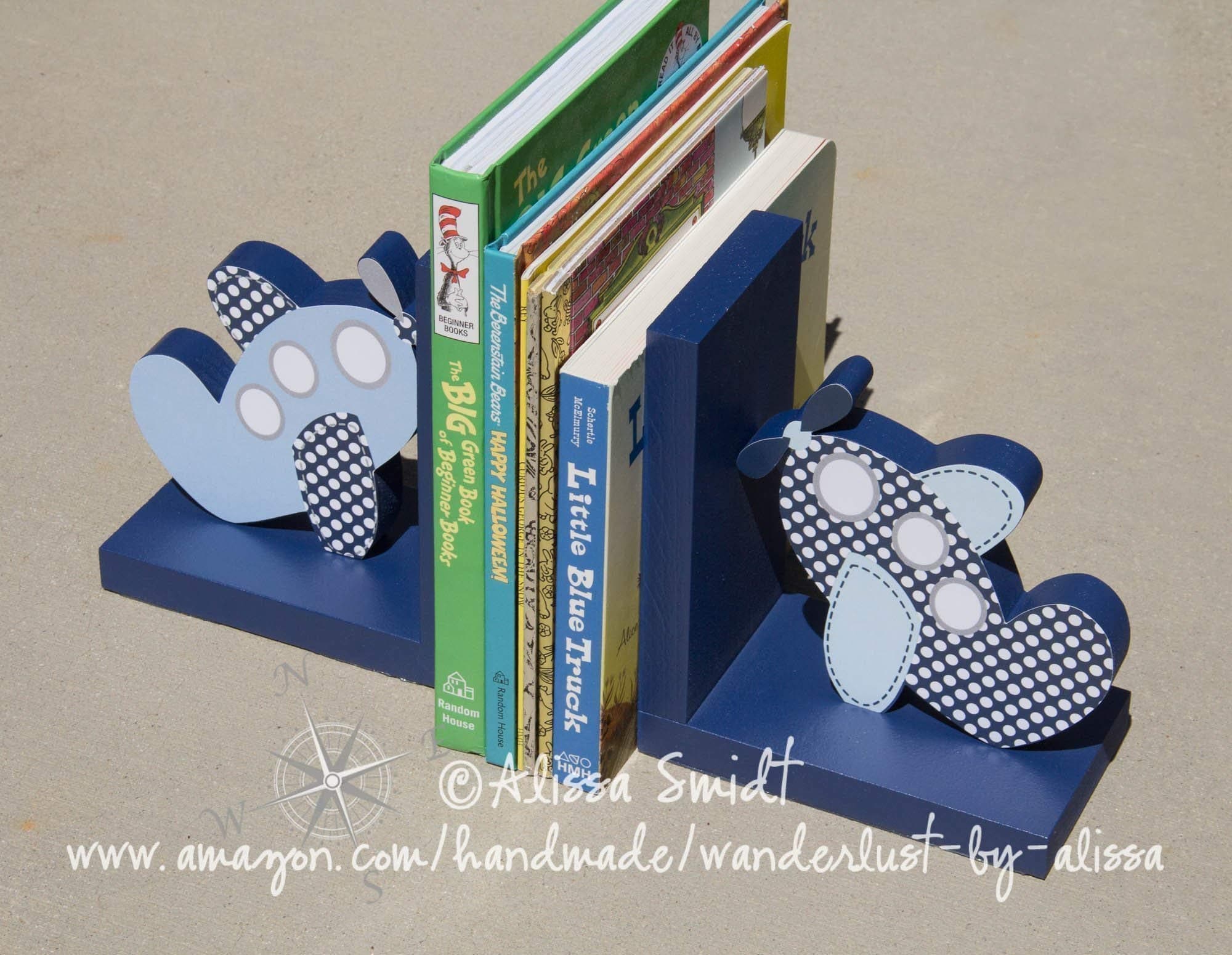 Wooden Airplane Bookends - Custom Designed Airplane Bookends