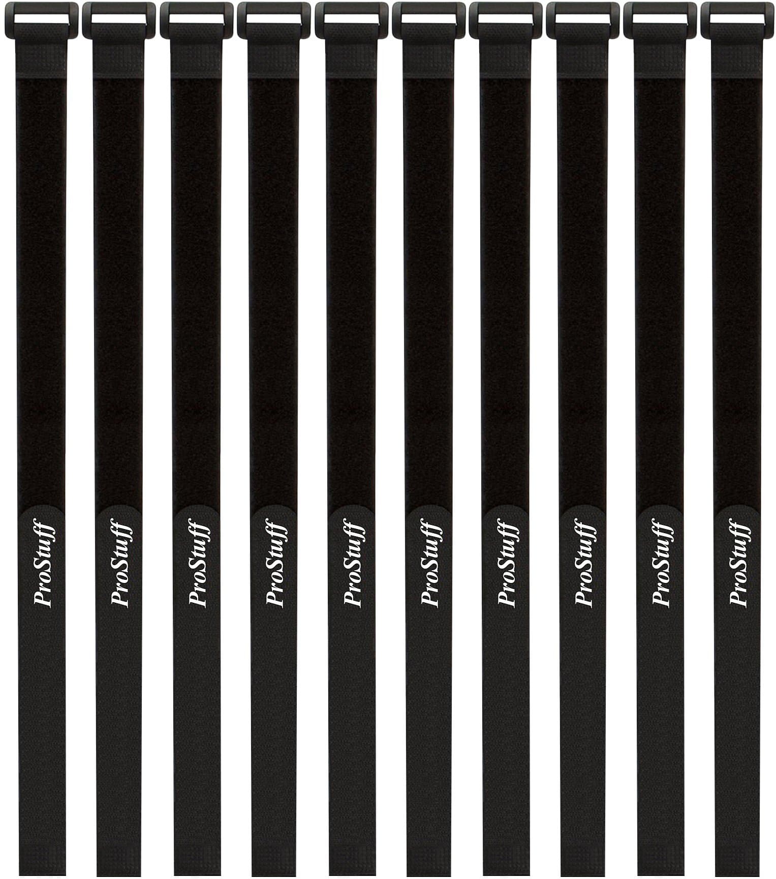 10 Pack 1 x 24 Inch Reusable Hook and Loop Cinch Cable Tie Down Straps Set for Cord Management, Home, Office, Garage, Wires, Hoses, Bundling Boxes