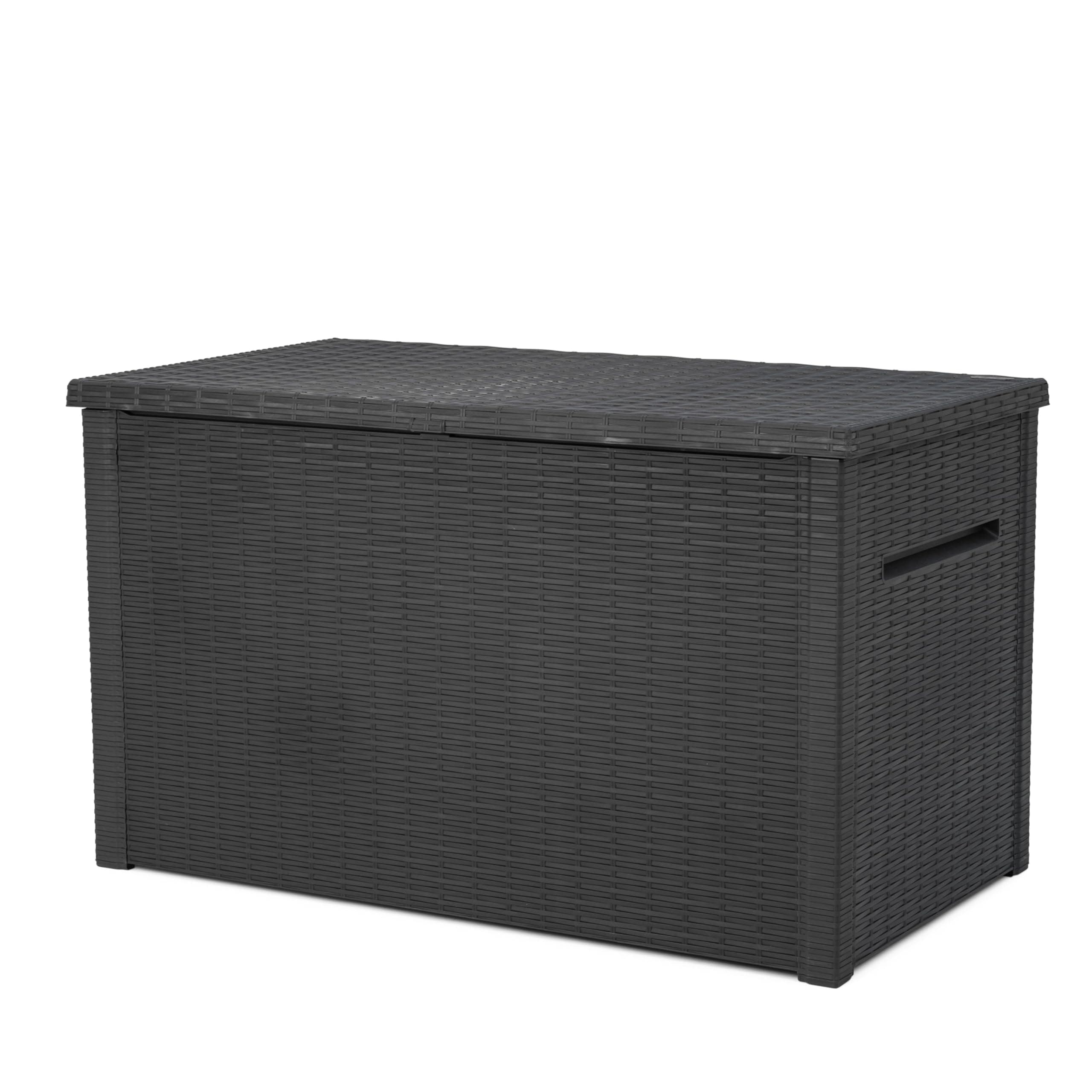 Keter XXL Java Resin Rattan Look Large Outdoor Lockable Storage Deck Box for Patio Furniture Cushions, Pool Toys, Garden Tools, and beach towels - 230 Gallon