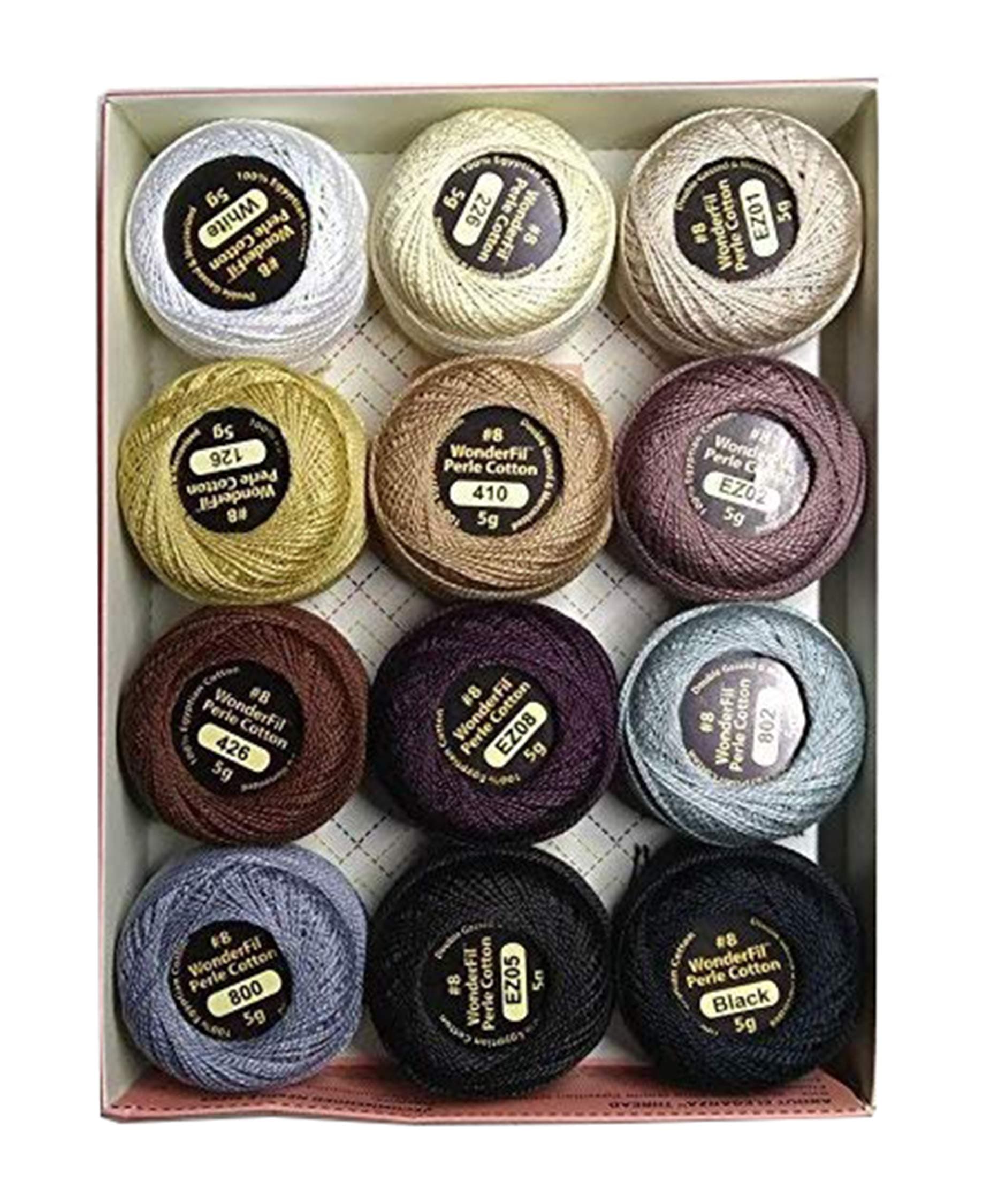 Wonderfil Eleganza #8 Perle Cotton Embroidery Thread Sampler Collection, "Neutrals"