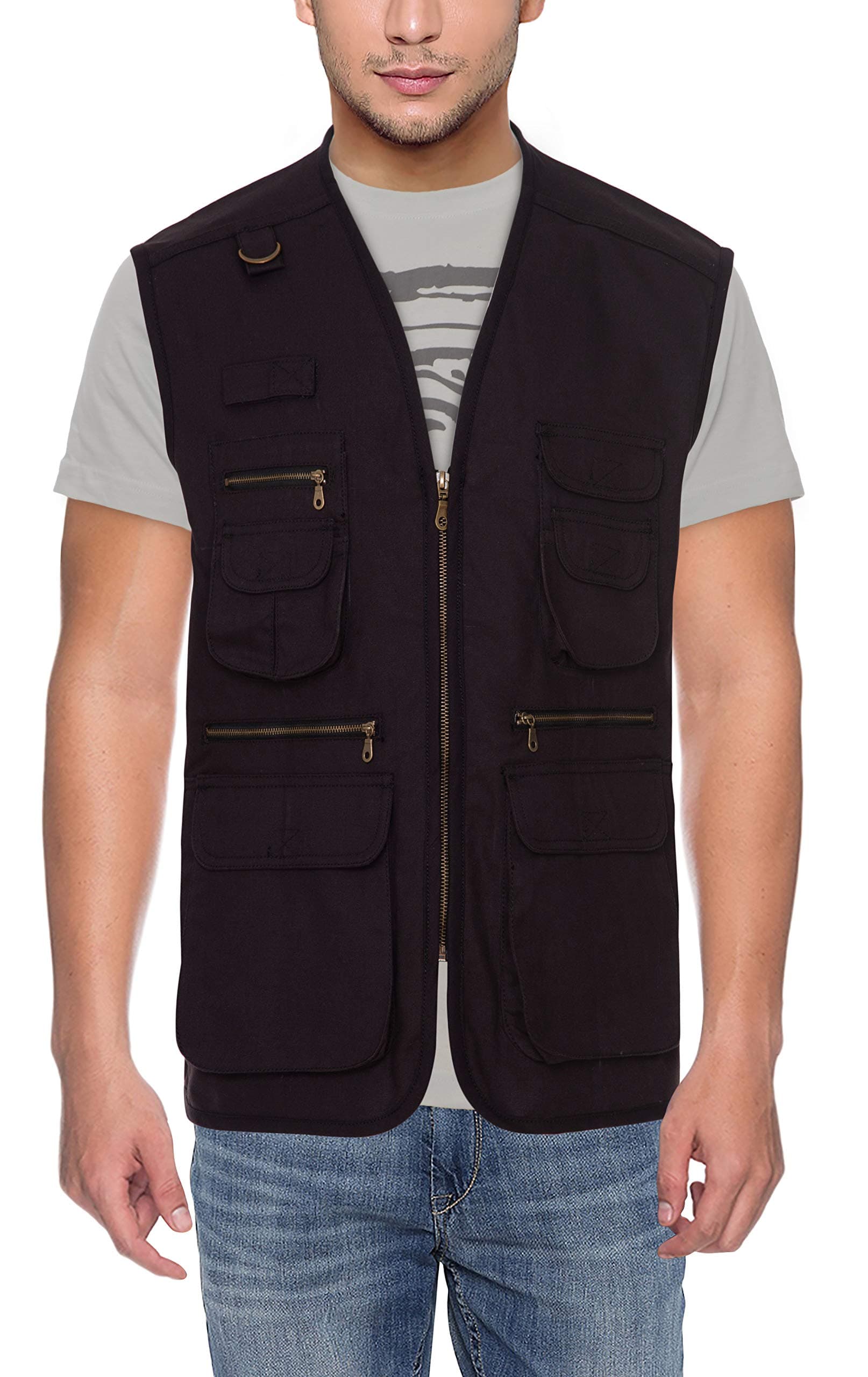 CLUB TWENTY ONEWorkwear Men and Women Multi Pocket Outdoor Adventure Vest (Black_HV_XL)