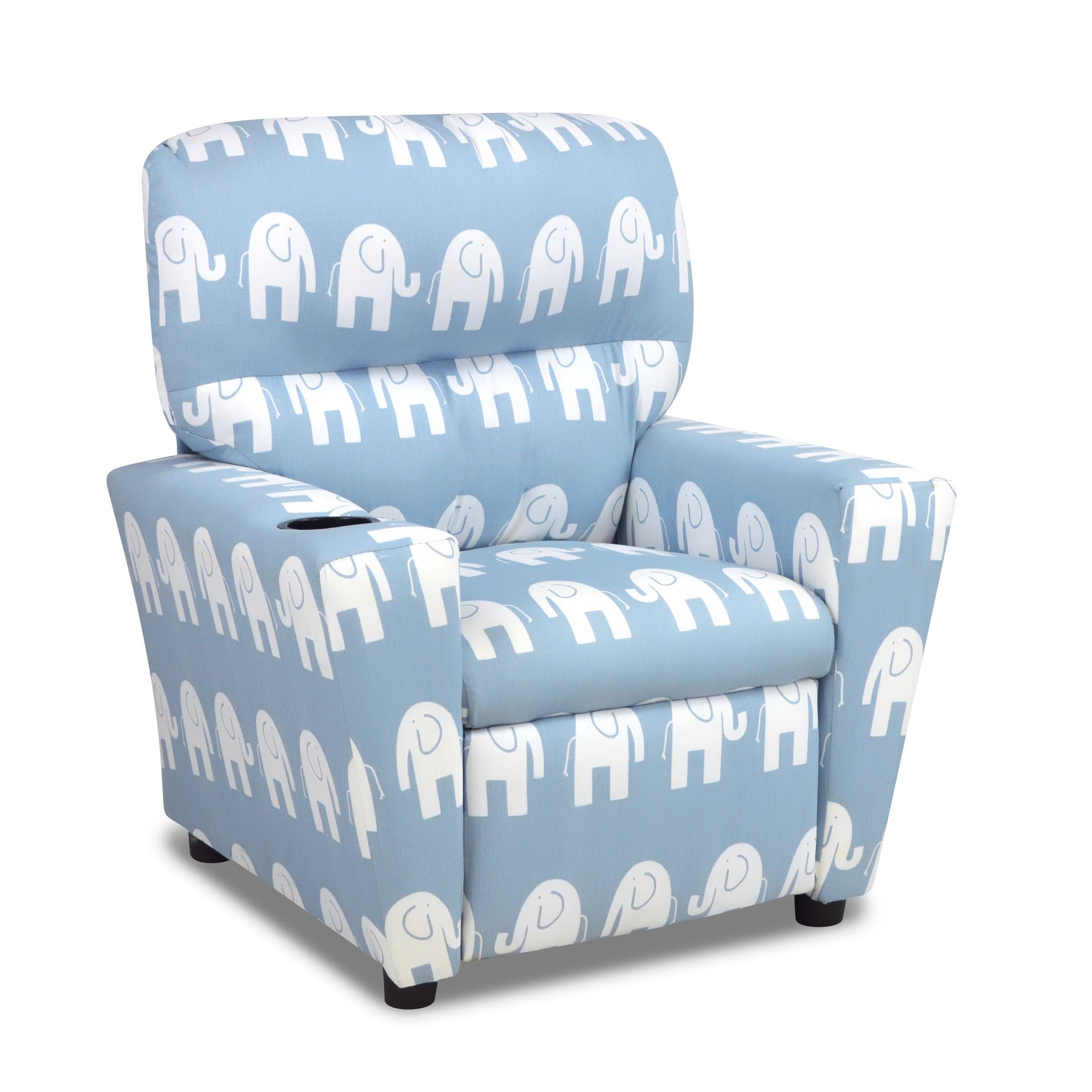 Kids Recliner Cup Holder Ele Weathered Blue Childrens Upholstered Armchairs