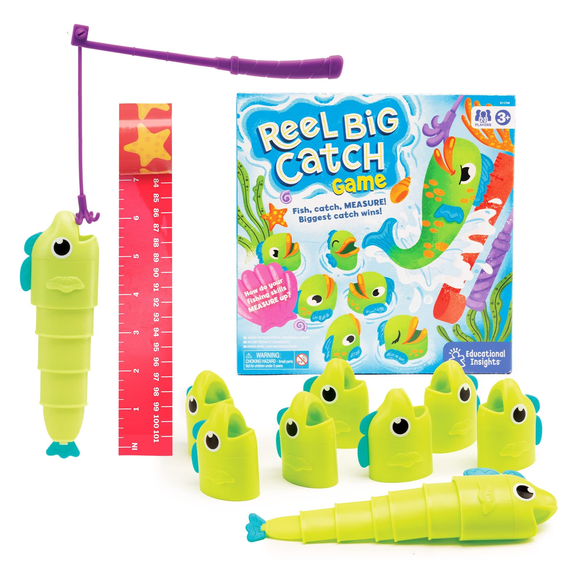 Educational Insights Reel Big Catch Game - Preschool Math Games for 4 Year Olds, Who Can Catch the Longest Fish Game, Kindergarten Learning Activities, Fishing and Counting Games for Kids Ages 3-5