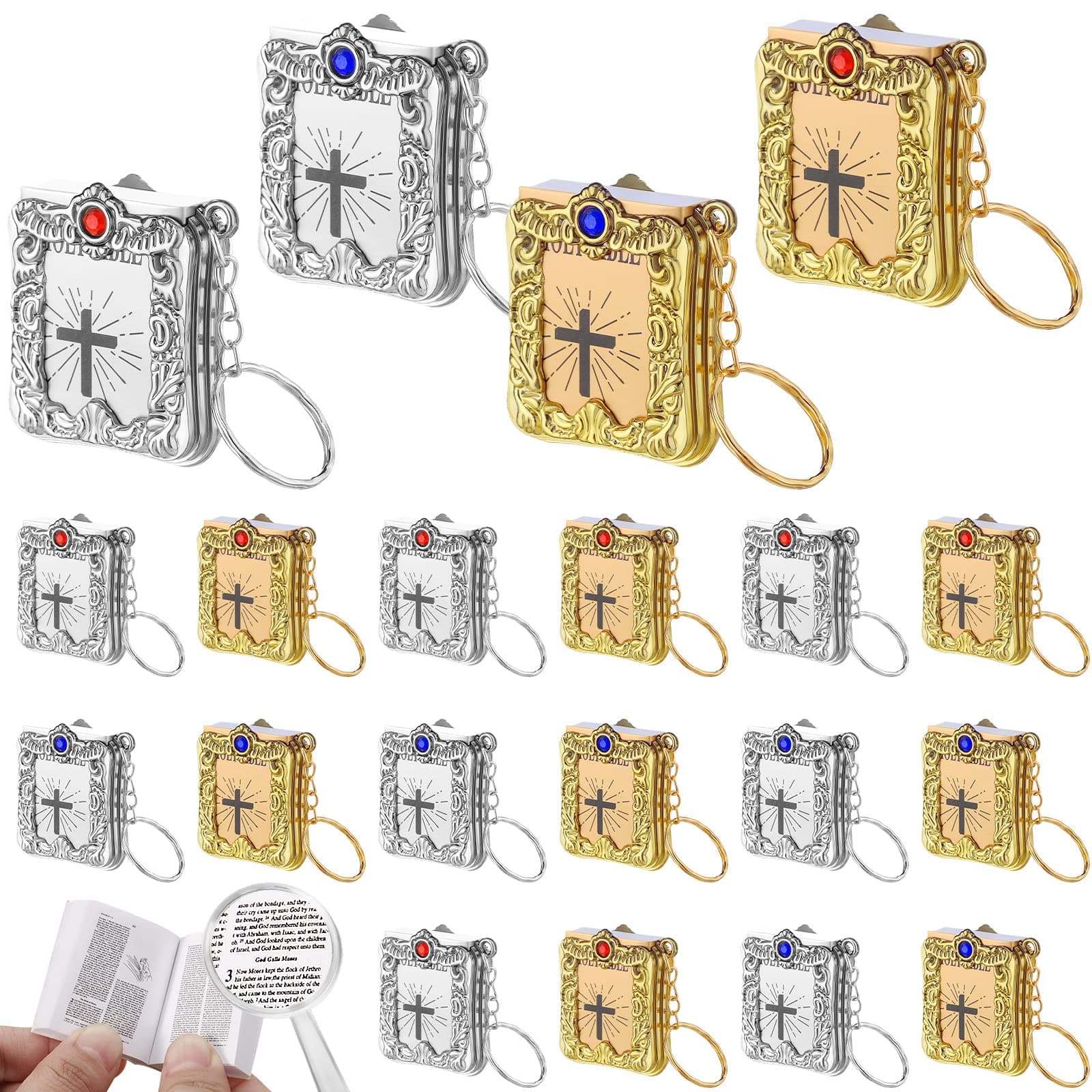 Mini Bible Keychain Small Holy Bible Key Ring Religious Jesus Keychain Souvenir Christian Present