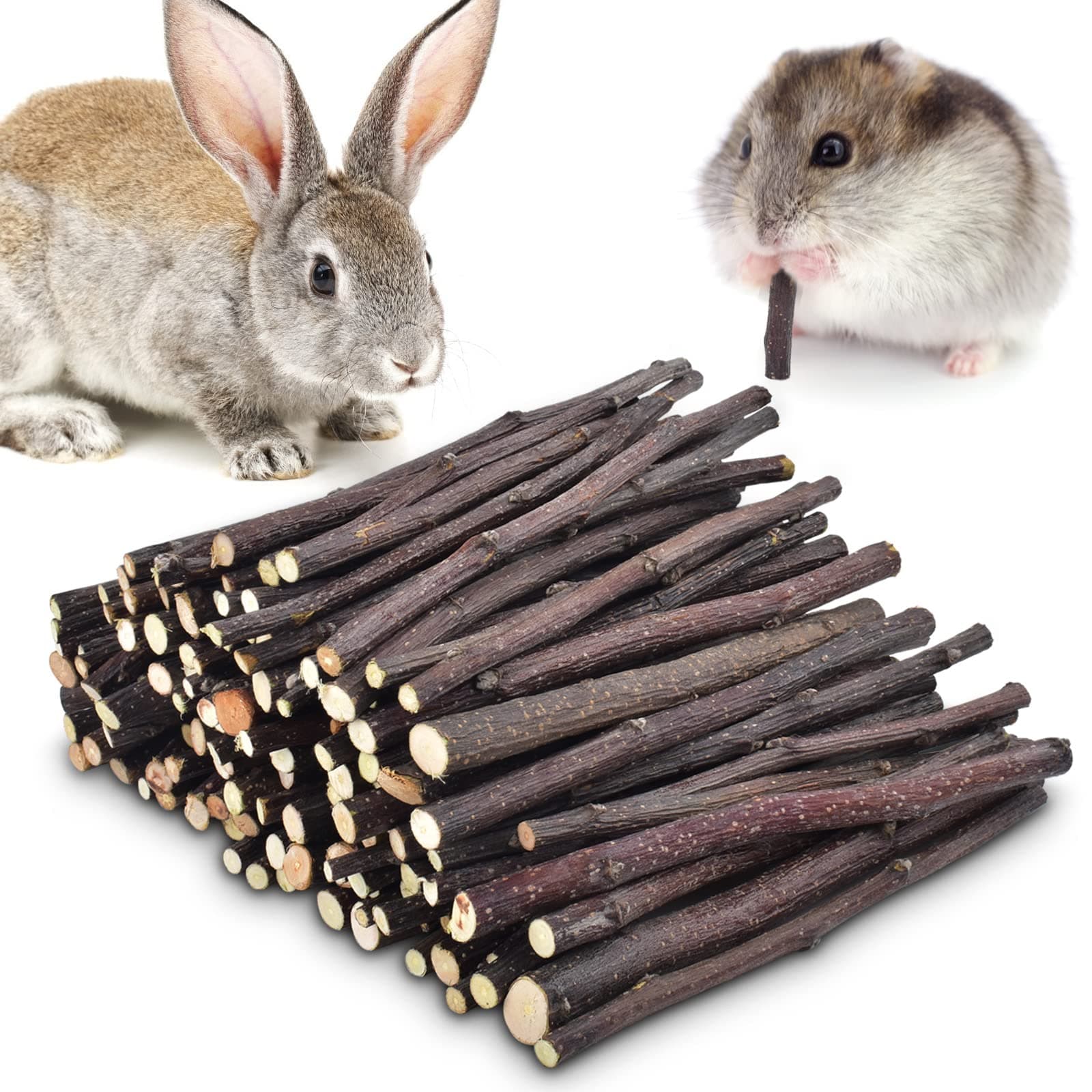 Natural Apple Sticks 300g (10.5oz Small Animals Molar Chew Toys Apple Branch Chew Treats for Hamster Rabbit Chinchilla Bunny Guinea Pig Squirrel