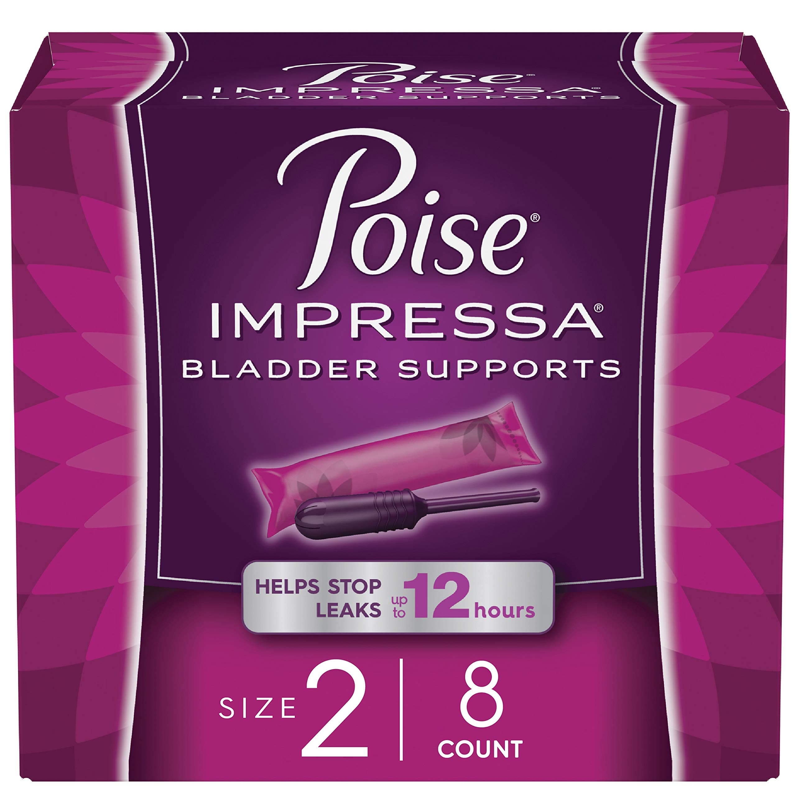 Poise Impressa Incontinence Bladder Support for Women, Bladder Control, Size 2, 8 Count (Packaging May Vary)