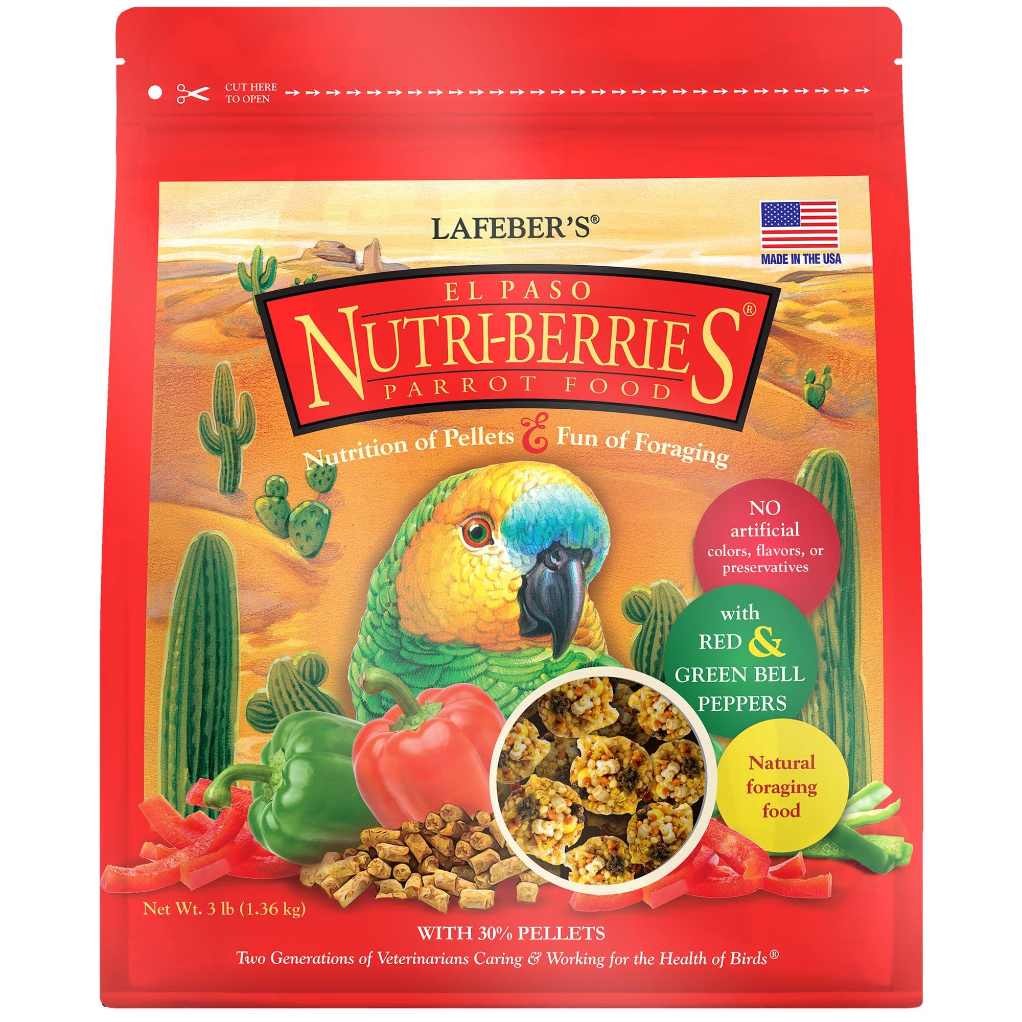 El Paso Nutri-Berries Pet Bird Food, Made with Non-GMO and Human-Grade Ingredients, for Parrots, 3 lb