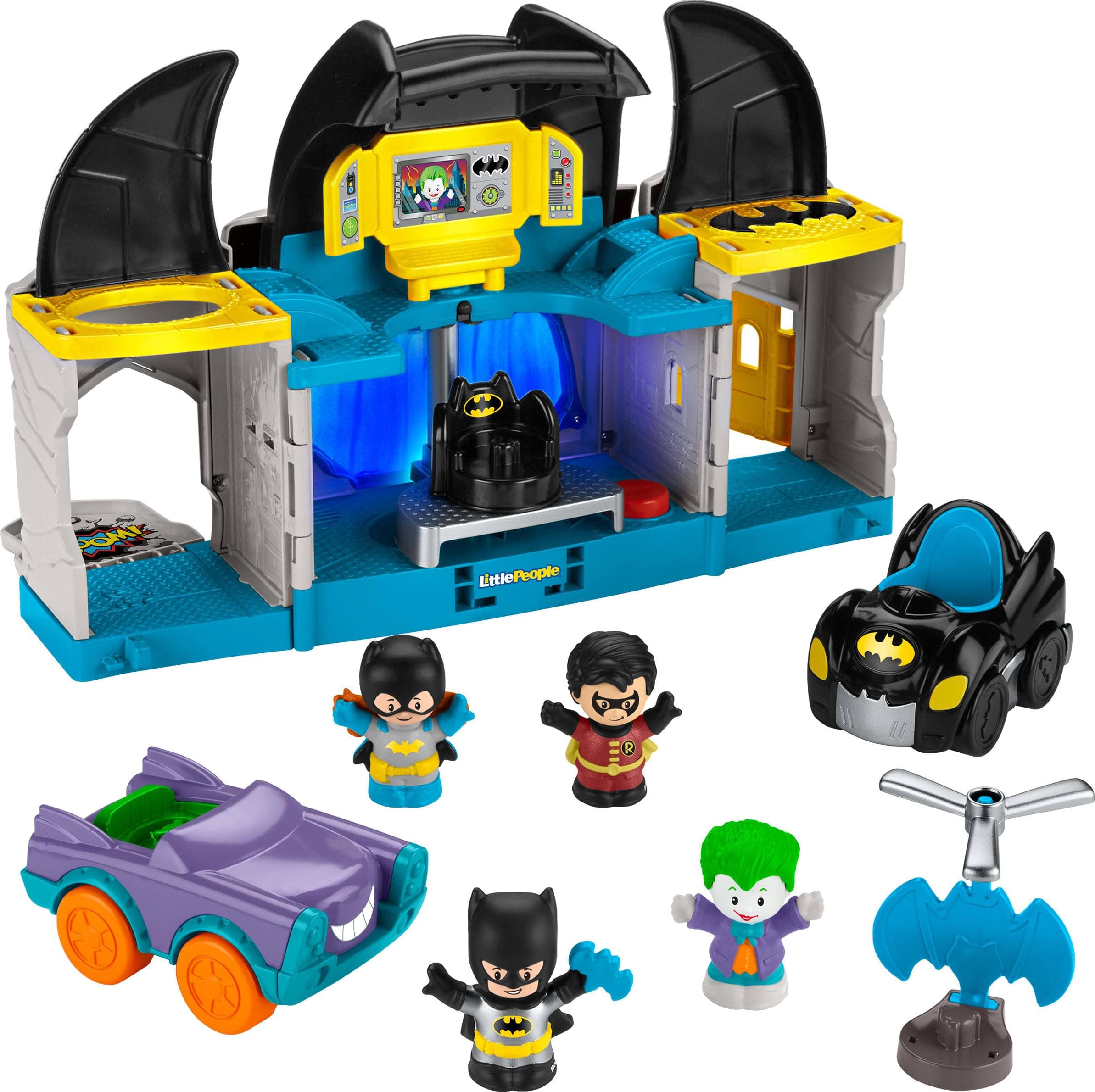 Little People DC Super Friends Toddler Toy Deluxe Batcave Playset with Batman Figure for Pretend Play Ages 18+ Months (Amazon Exclusive)