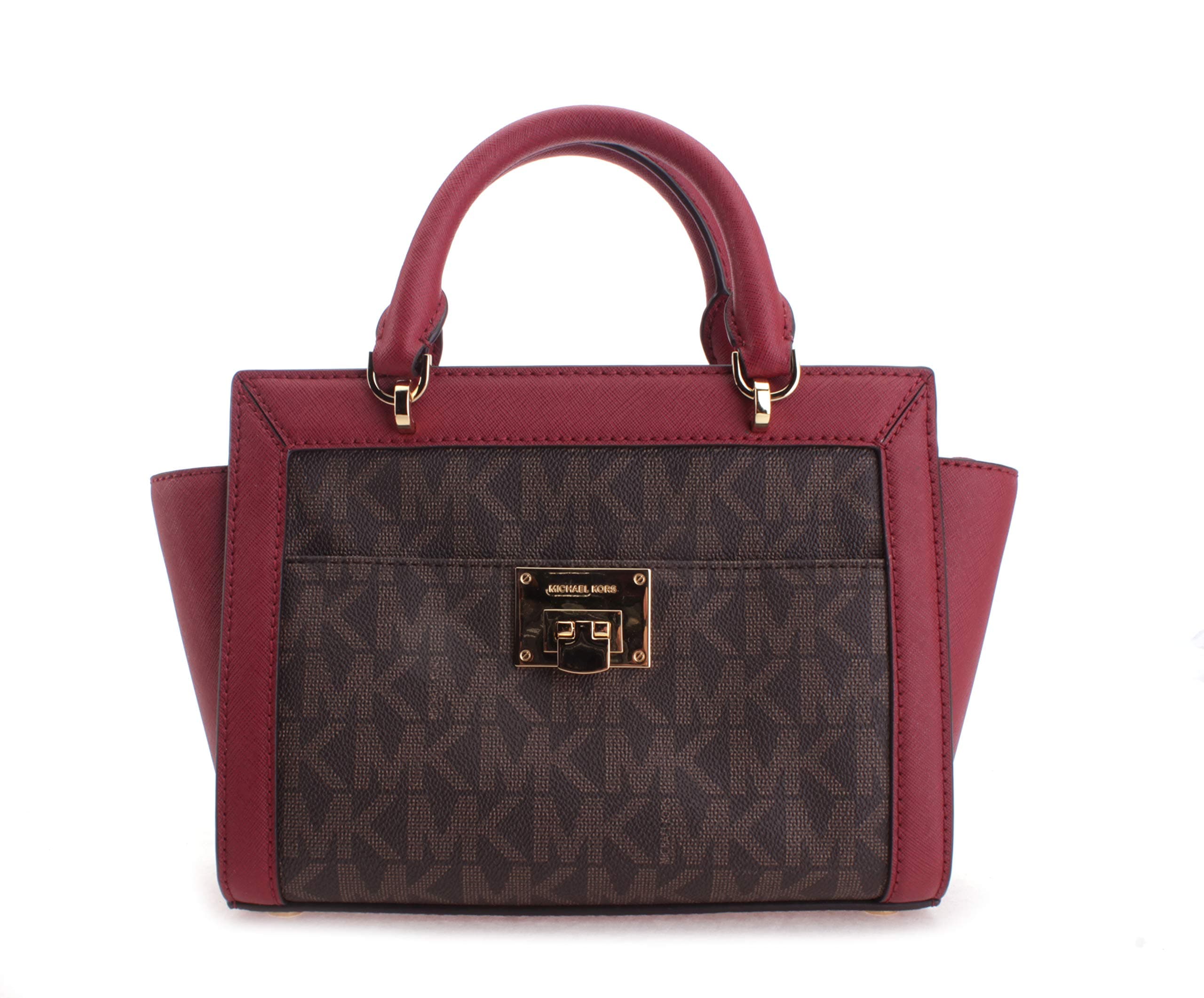 Michael Kors Women's Tina Sm Top Zip Messenger Crossbody Bag No Size (Brn/Cherry)