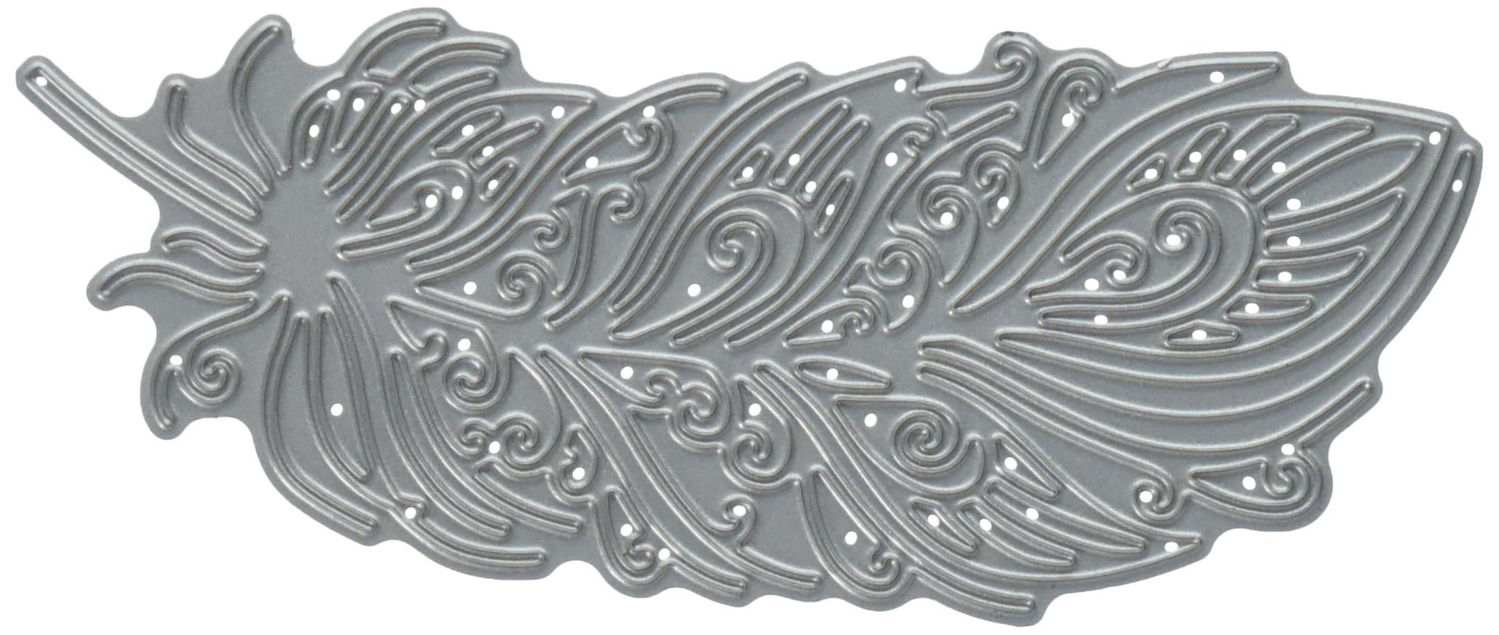 Create and Craft Tattered Lace Metal Die Decorative Feather, Acrylic, Multicolour, 11.93x17.52x0.5 cm