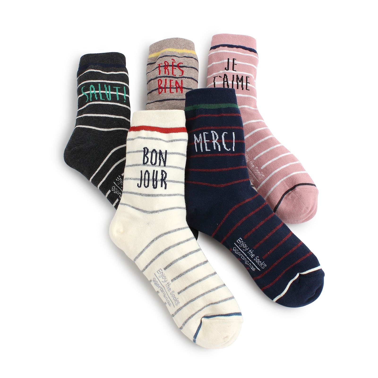 French Bonjour Fashion Socks Womens 5pairs