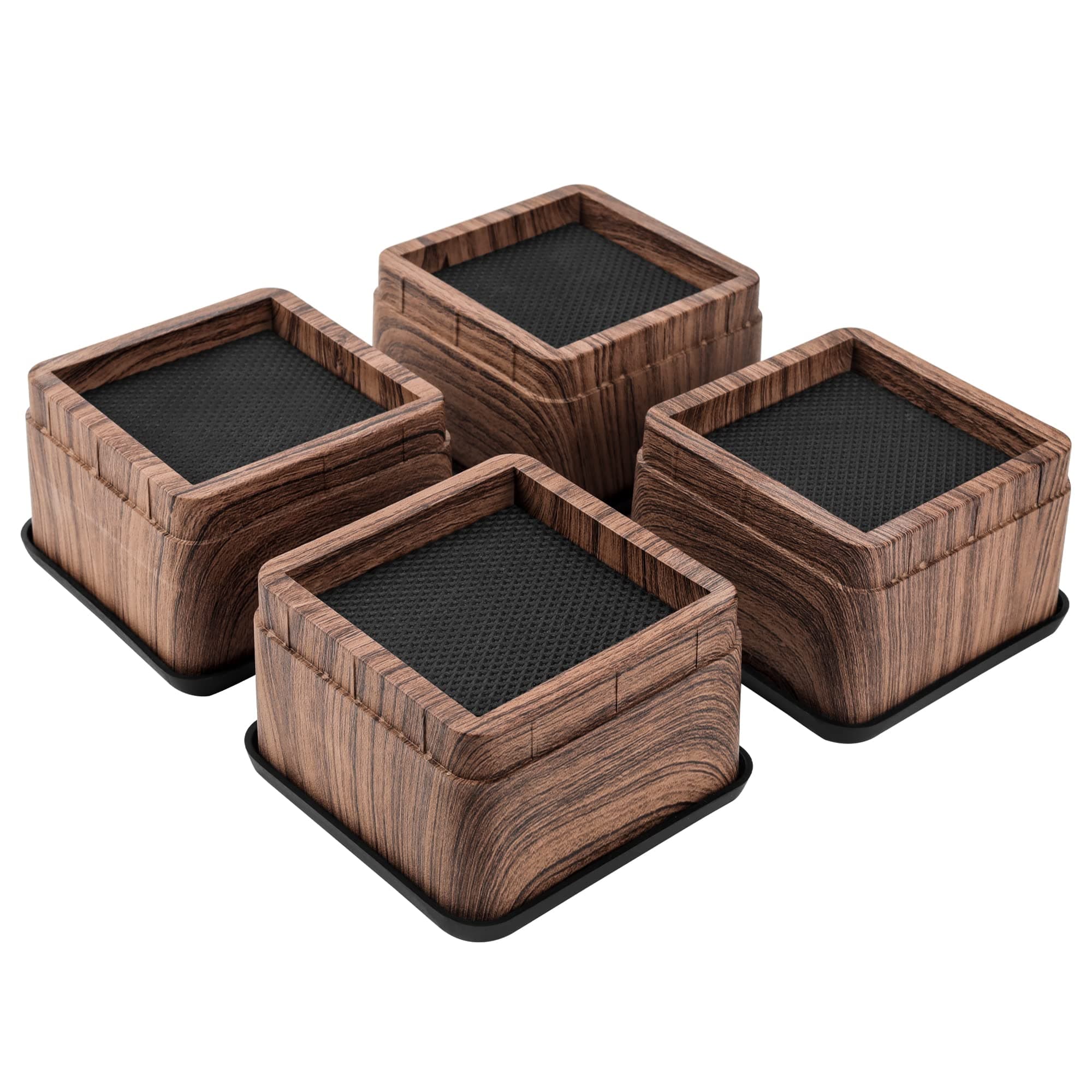 BTSD-homeBed Risers 2 or 4 Inch Heavy Duty Stackable Furniture Risers for Sofa Table Couch Chair Bed Raisers Blocks 4 Pack MultiWood