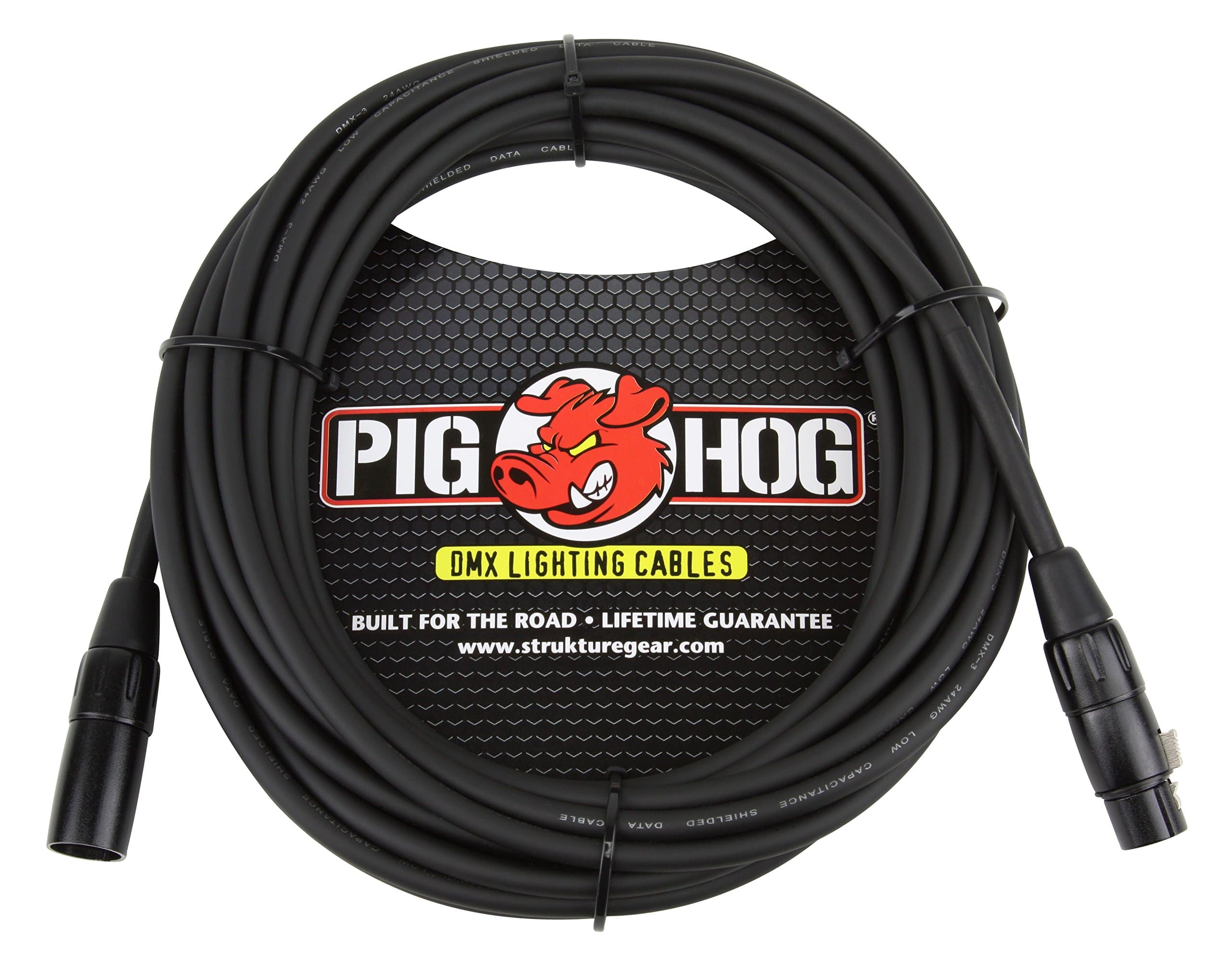 Pig Hog PHDMX25 3-Pin DMX Lighting Cable, 25 Feet,Black
