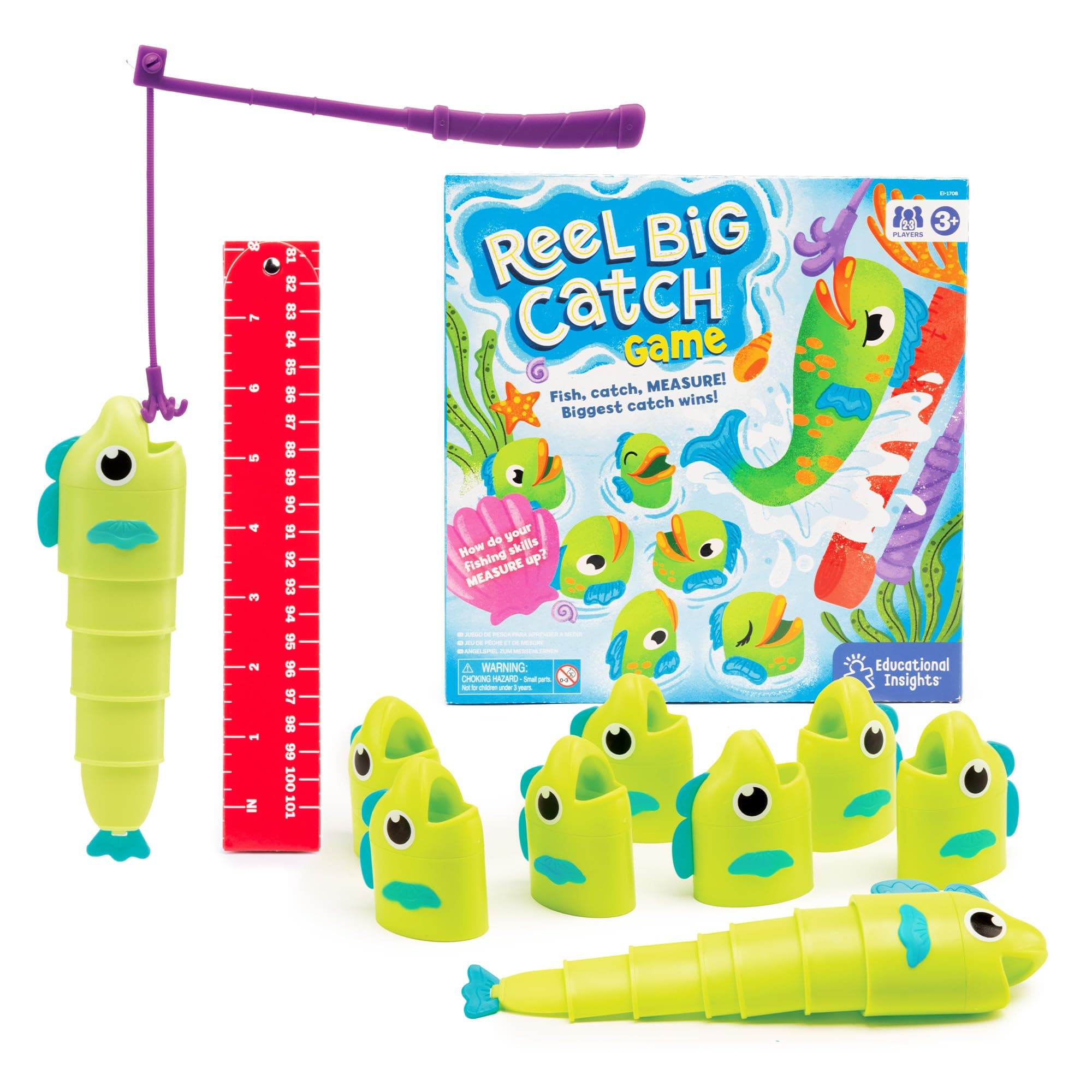 Educational Insights Reel Big Catch Game - Preschool Math Games for 4 Year Olds, Who Can Catch the Longest Fish Game, Kindergarten Learning Activities, Fishing and Counting Games for Kids Ages 3-5