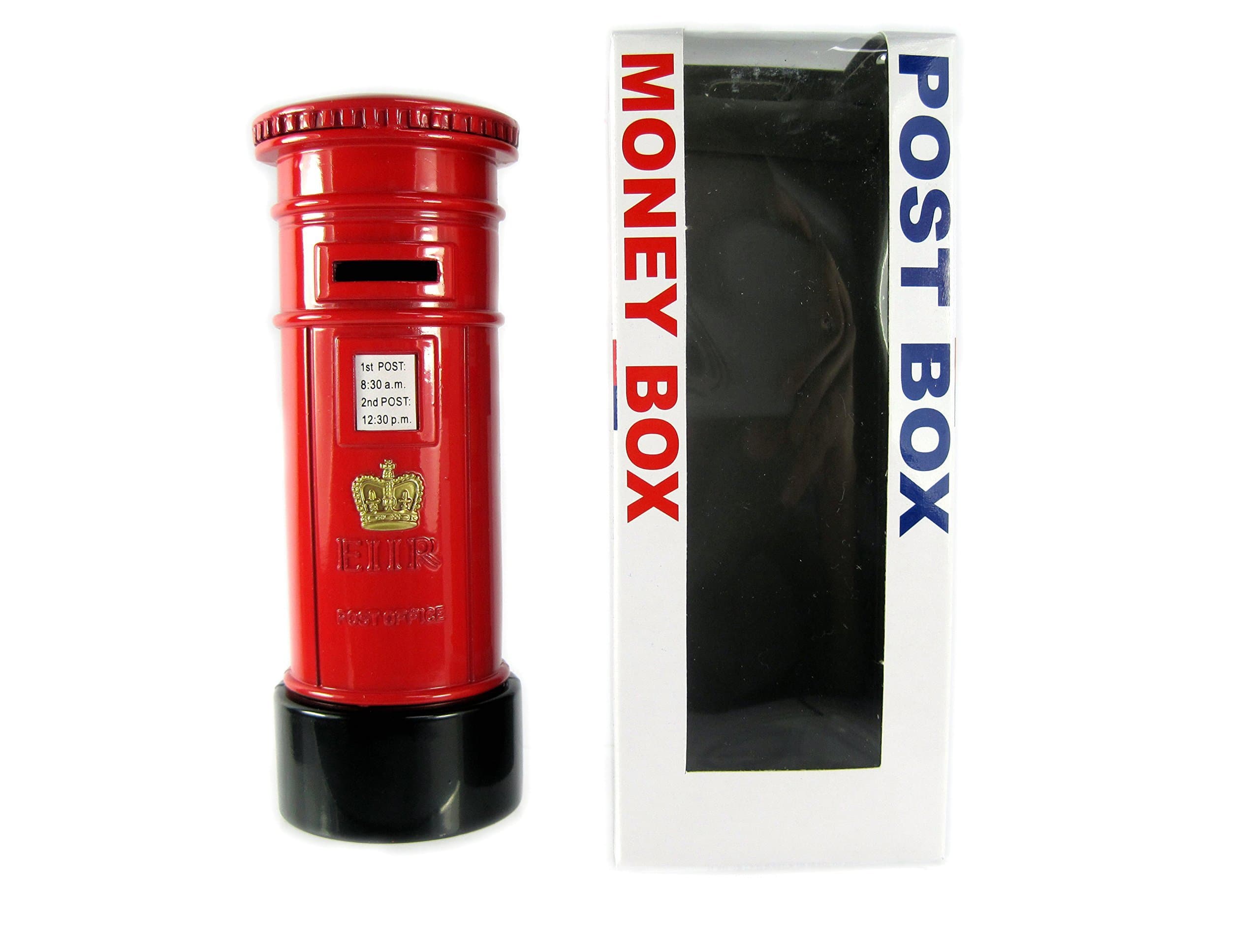 Money Boxes London Red Post Box Money Box Made of Die Cast Metal, London Collectable Souvenir, Metalic Red, 15 x 5.5centimeters
