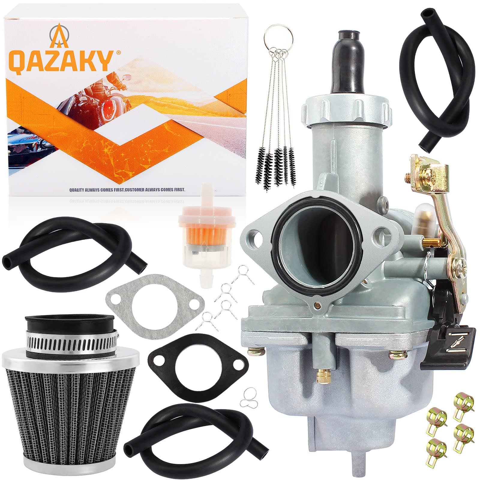 QAZAKY Pz27 Carburetor Carb Cable Choke 27mm for 4-Stroke CG 125cc 150cc 200cc 250cc ATV Go Kart Dirt Bike Taotao Sunl Buyang Coolsport Lifan Kazuma Zongshen Chinese