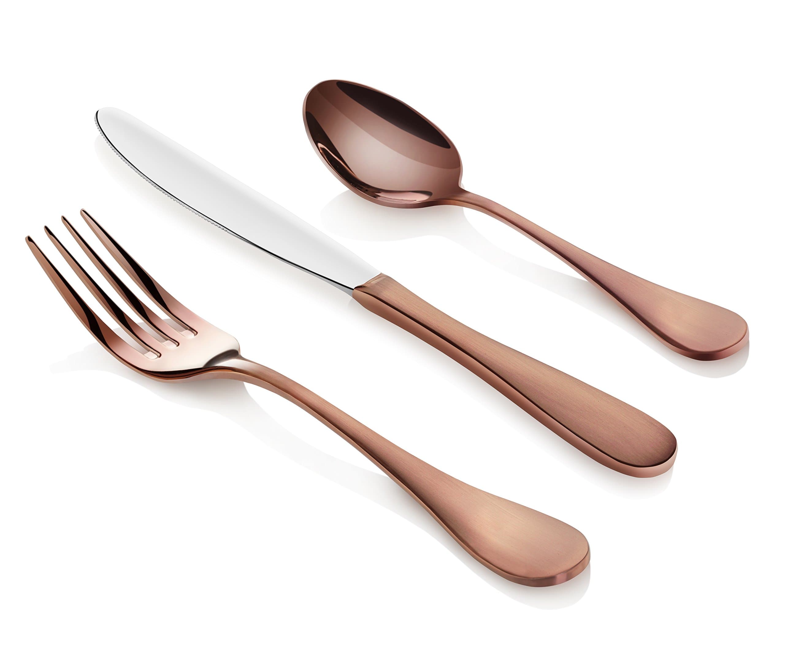 Artaste 56891 Rain 18/10 Stainless Steel Flatware 36-Piece Set, Copper Finish, Service for 12