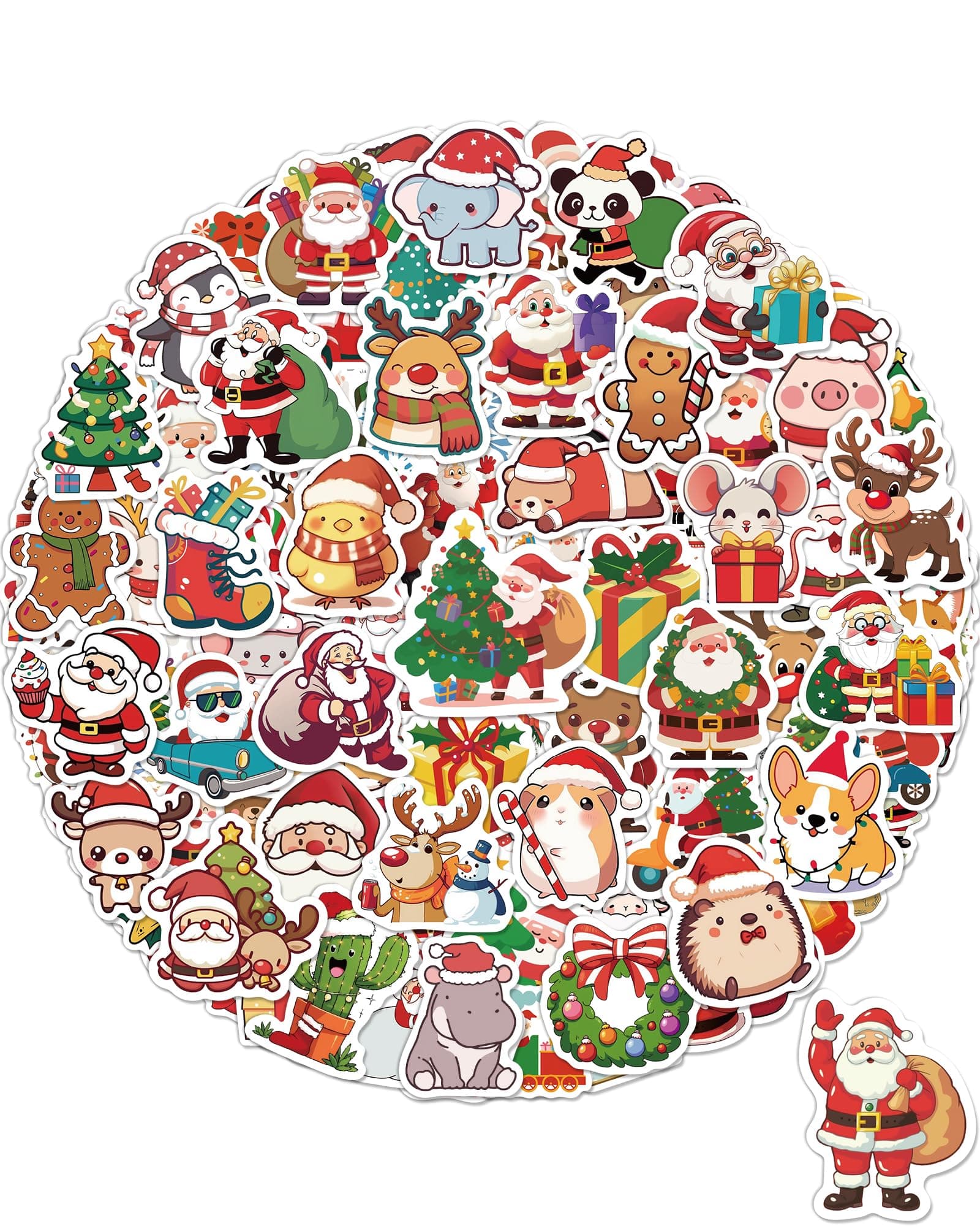 Benresive 300 Pcs Christmas Stickers for Kids - Bulk Christmas Crafts Party Favors, Goody Bag Stuffers, Waterproof Vinyl Laptop & Water Bottle Stickers