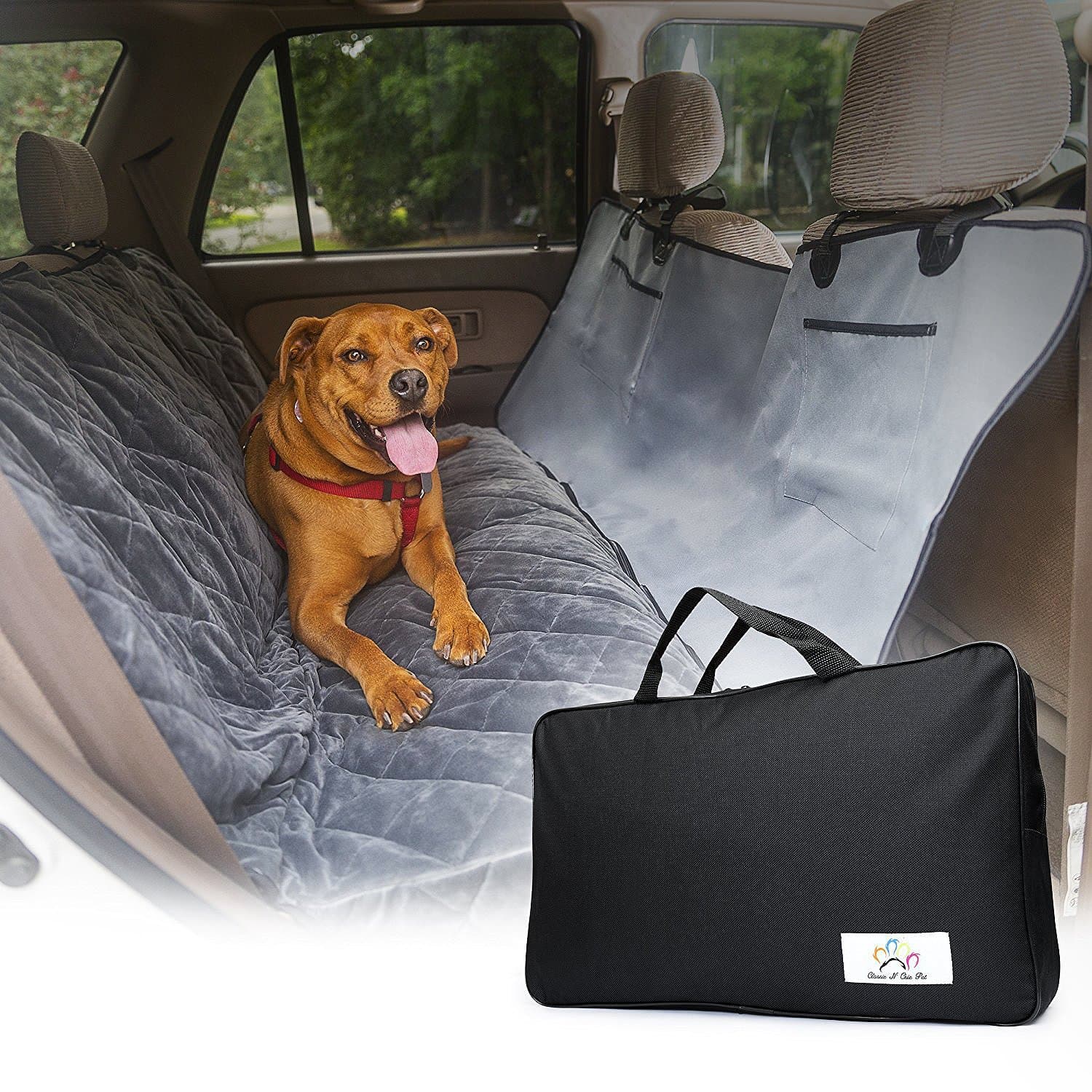 Classic N Chic Pet Travel Kit - 21.3 x 18.1 x 3.9 inches includes Waterproof Car Seat Cover, Seatbelt Leash Extender, Deluxe Paw-Print Blanket, and First Aid Kit