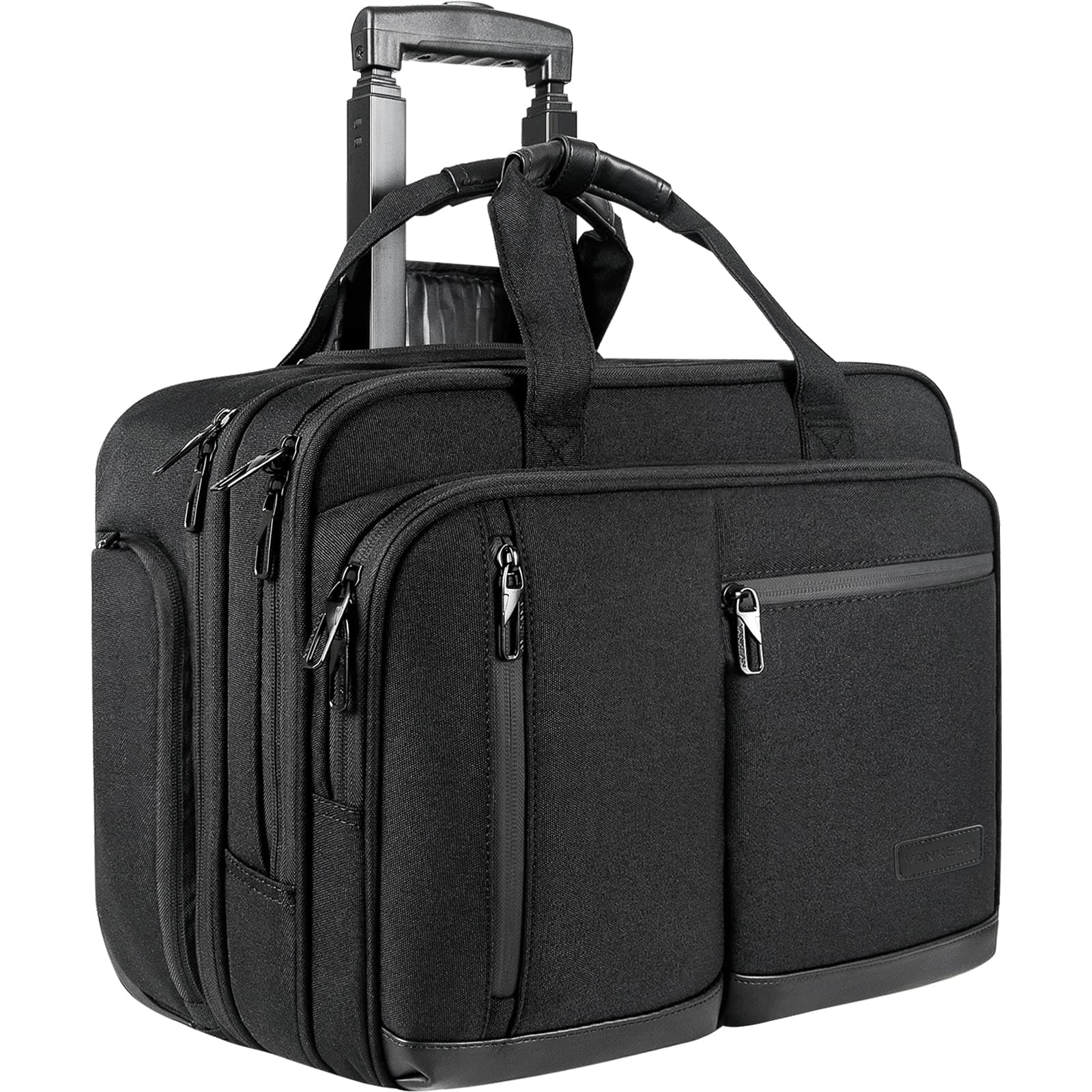 17.3 Inch Rolling Laptop Bag, Waterproof Overnight Rolling Bags, Laptop Bags for Travel/Work/Business, Stylish Carry on Briefcase, Black