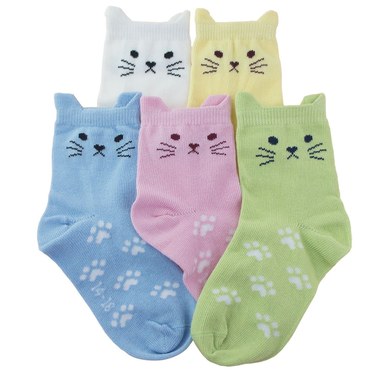 Tandi Kids Girls Cotton Cute Socks Low Cut Crew Ankle No Toe Seam Pack of 5
