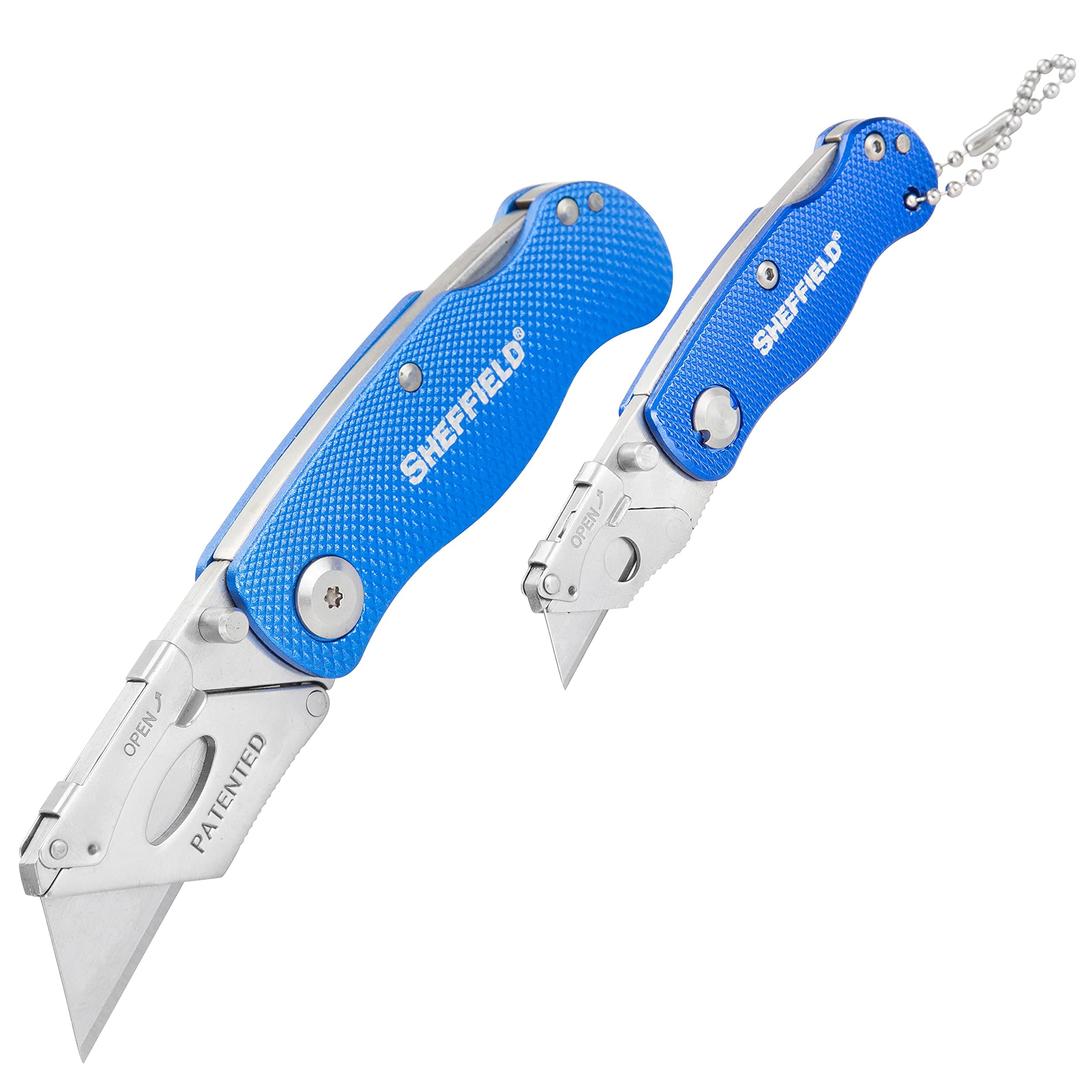 Utility Knife and Mini Box Cutter, Folding Utility Knife Set Aluminum Handles, Accepts Std and Mini Blades, Box Cutters for Trades and DIY