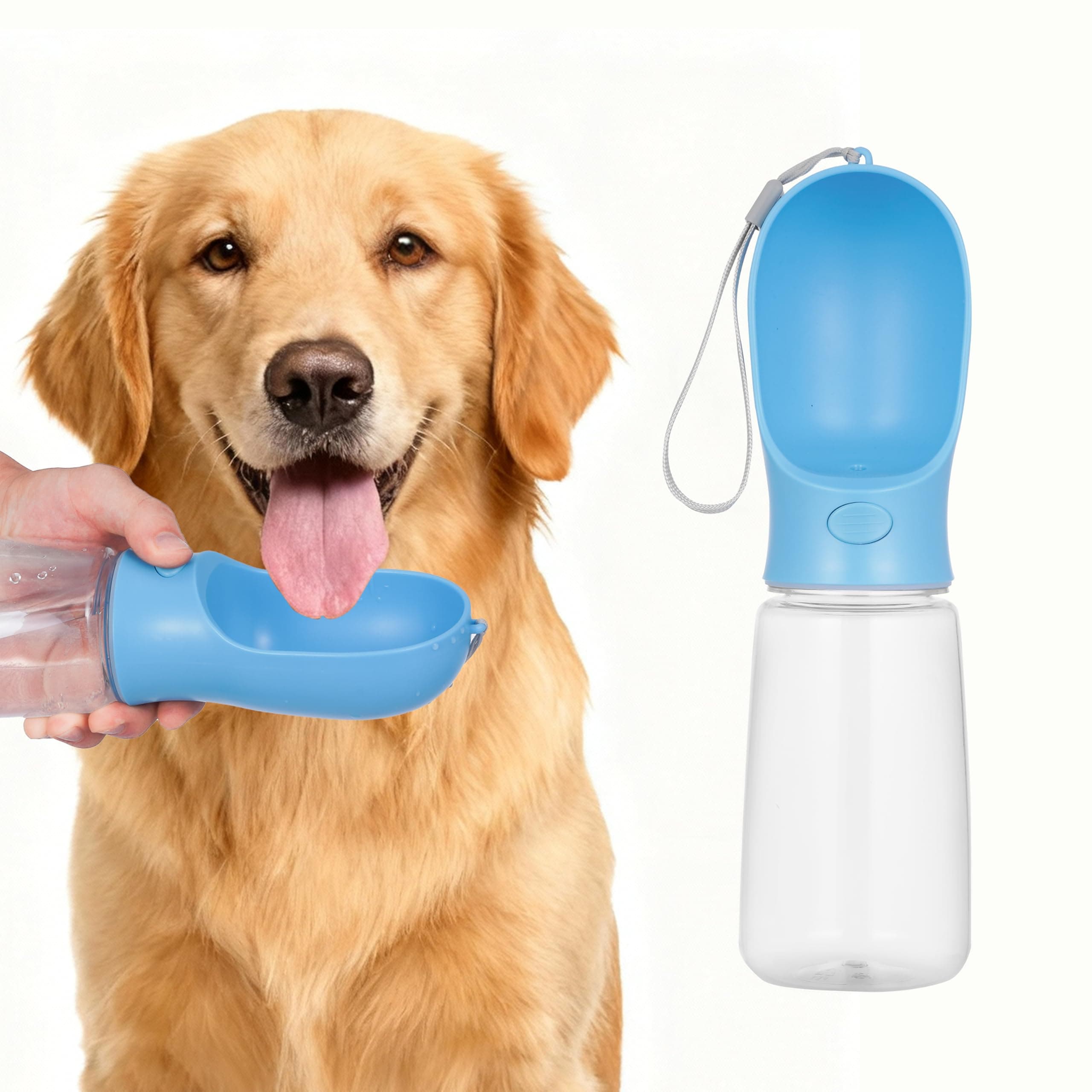 Dog Water Bottle, Lightweight, Leak Proof Portable 550 ML Water Dispenser with Drinking Feeder for Pets Outdoor Walking, Hiking, Travel, Food Grade Plastic For Pets (Blue)