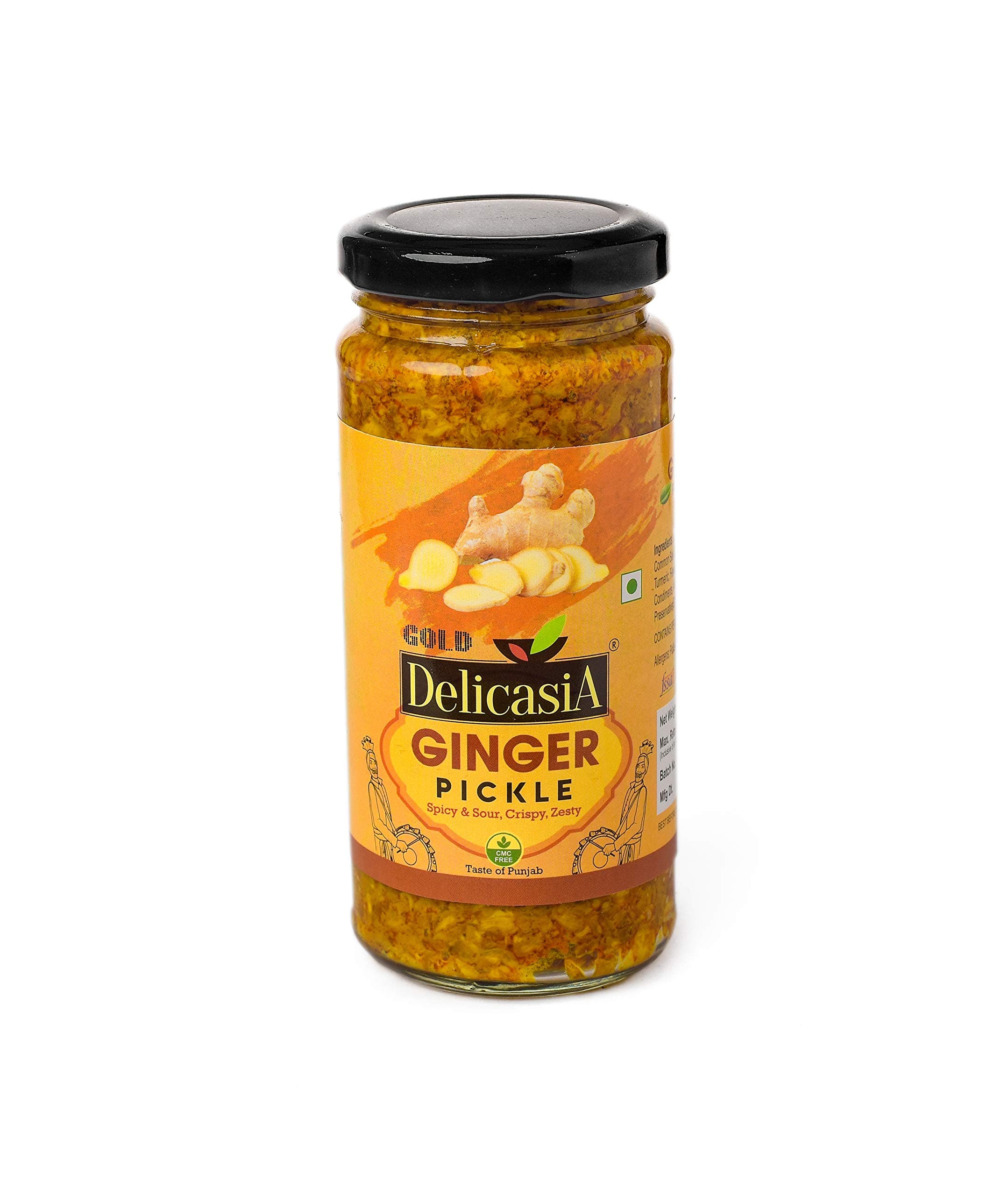 DELICASIA Gold Ginger Pickle 250 gm Indian Flavor NO Artificial Color and Flavors Gluten Free 77 Years of Trust (Ginger Pickle)