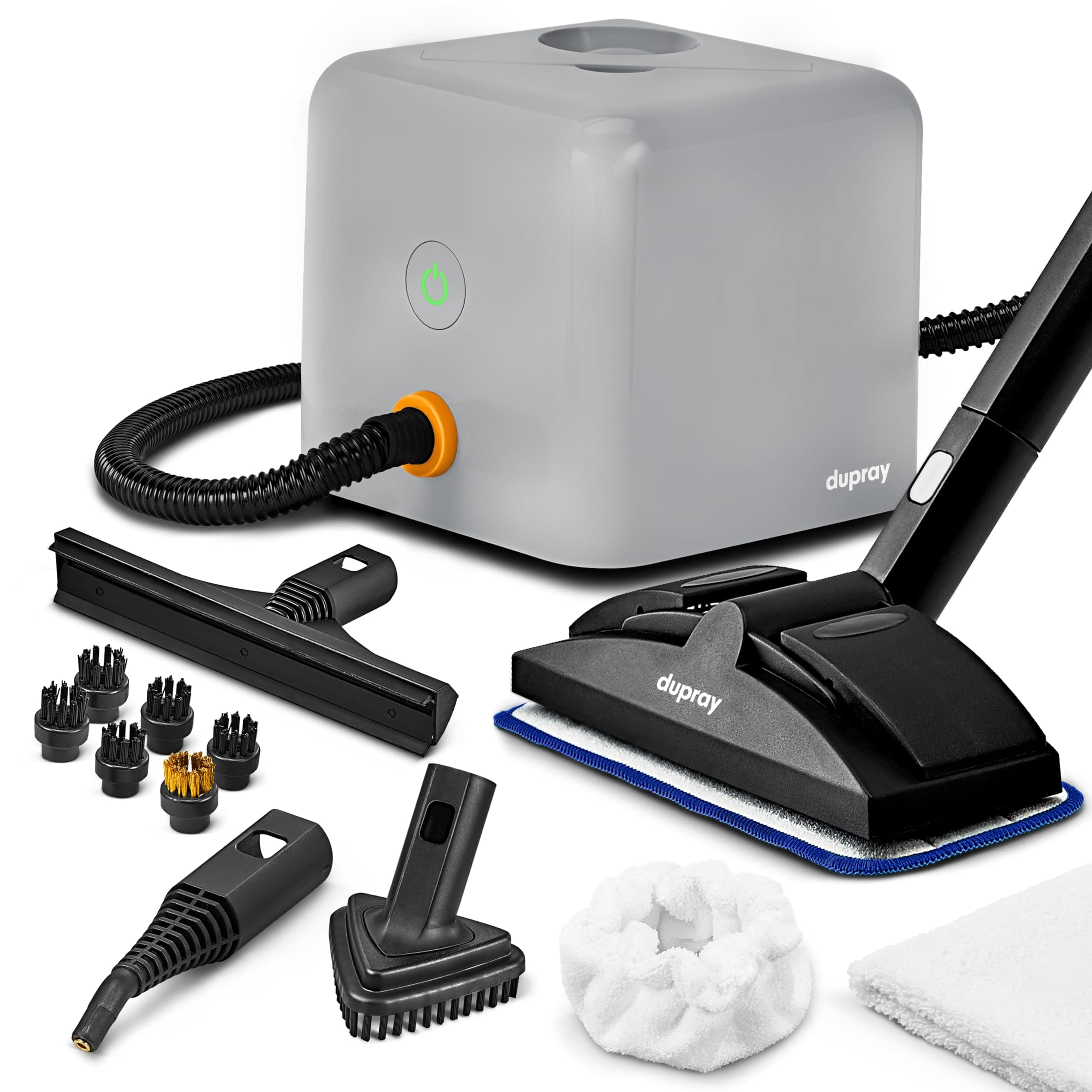 Dupray Neat Plus Steam Cleaner with 17-Piece Accessory Kit. A powerful multi-purpose steamer designed for deep cleaning floors, upholstery, grout, and more, offering versatile performance.