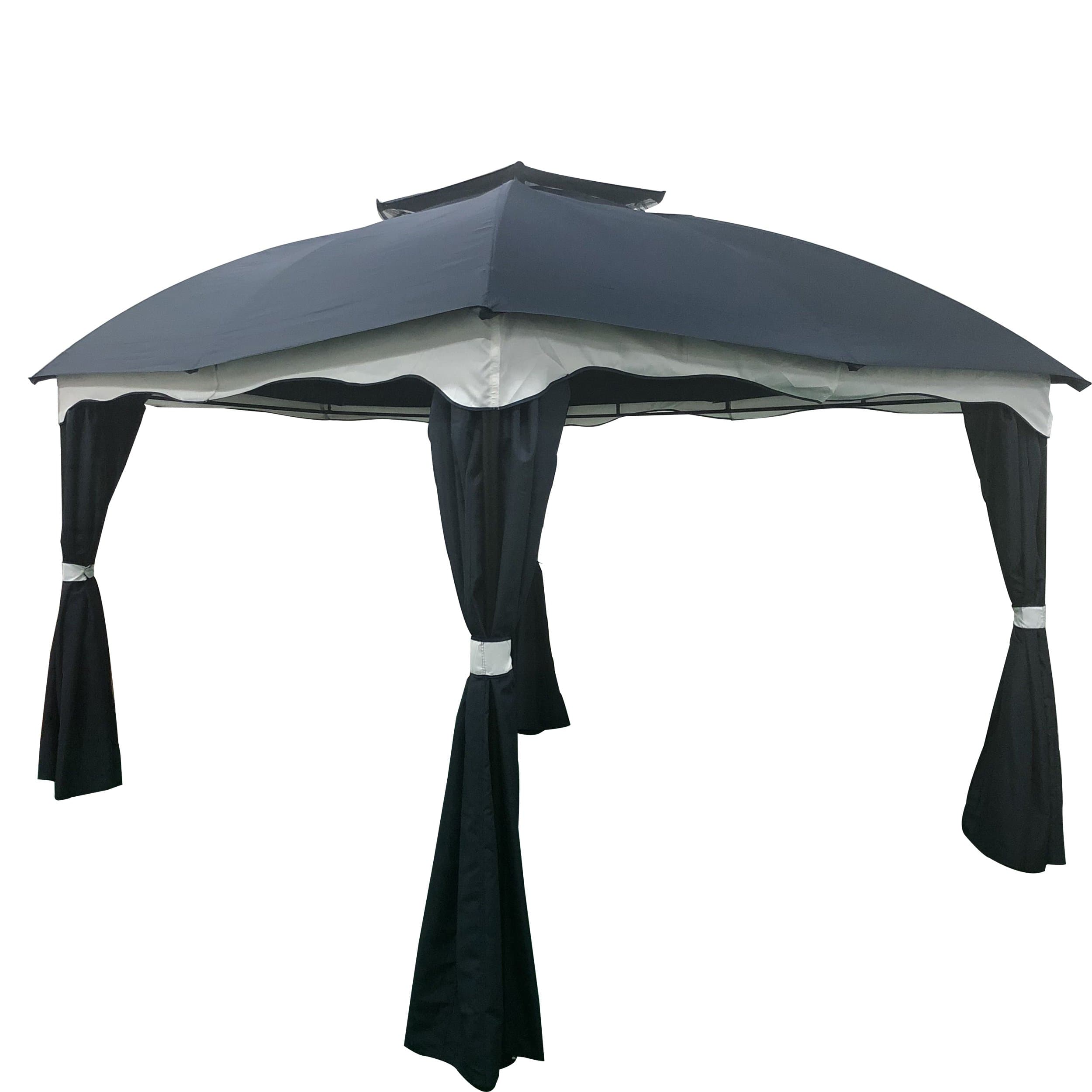 Christopher Knight Home Ava Outdoor 12' by 10' Water Resistant Fabric and Steel Gazebo, Blue/Dark Gray