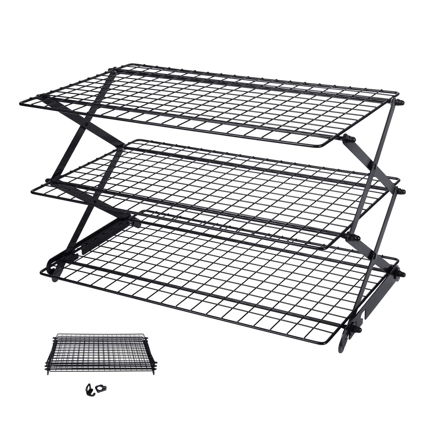 Geesta 2/3/4-Tier Collapsible Cooling Rack with Adjustable 3 Setting Design Stackable Cooling Roasting Cooking for Cookies Baking
