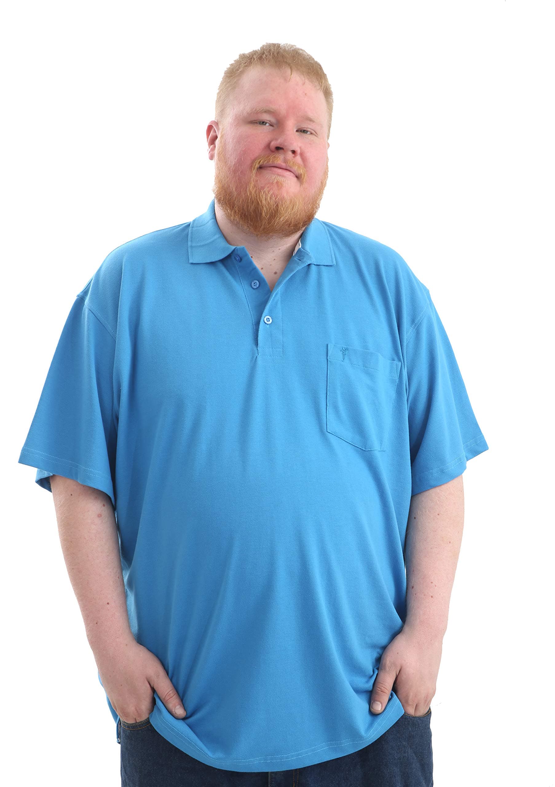 Big and Tall Size Plain Polo with Chest Pocket Cotton Rich T-Shirt Top Large Size Fit