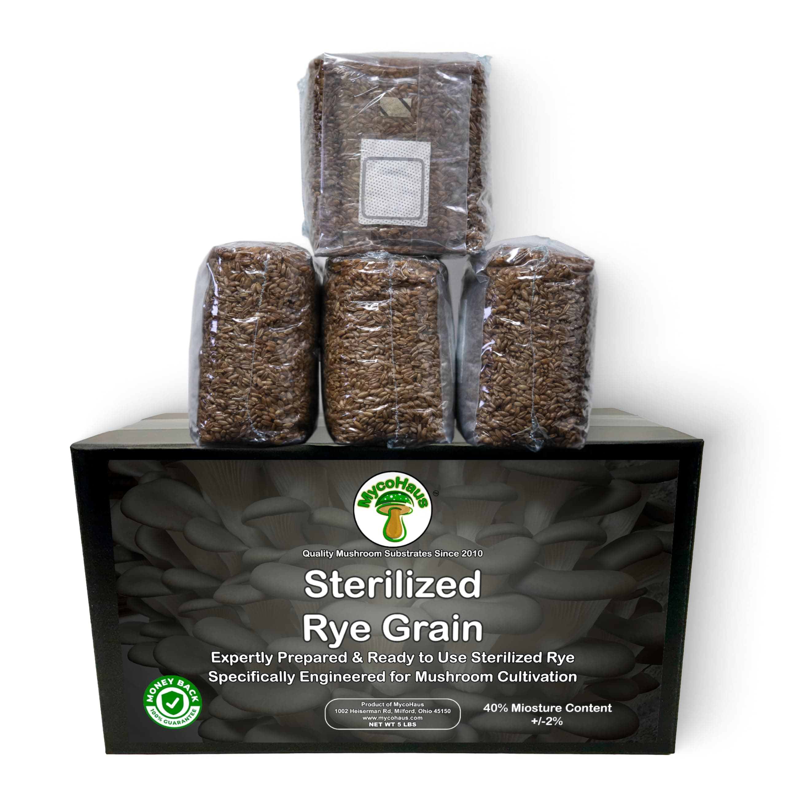 MycoHaus Mushroom Growing Kit | Sterilized Rye Grain | Magic Indoor Grow Bags for Mushrooms | Shroom Home Cultivation Magic Supplies | Without Spores | Without Injection Ports | 1 Pound (12 Pack)