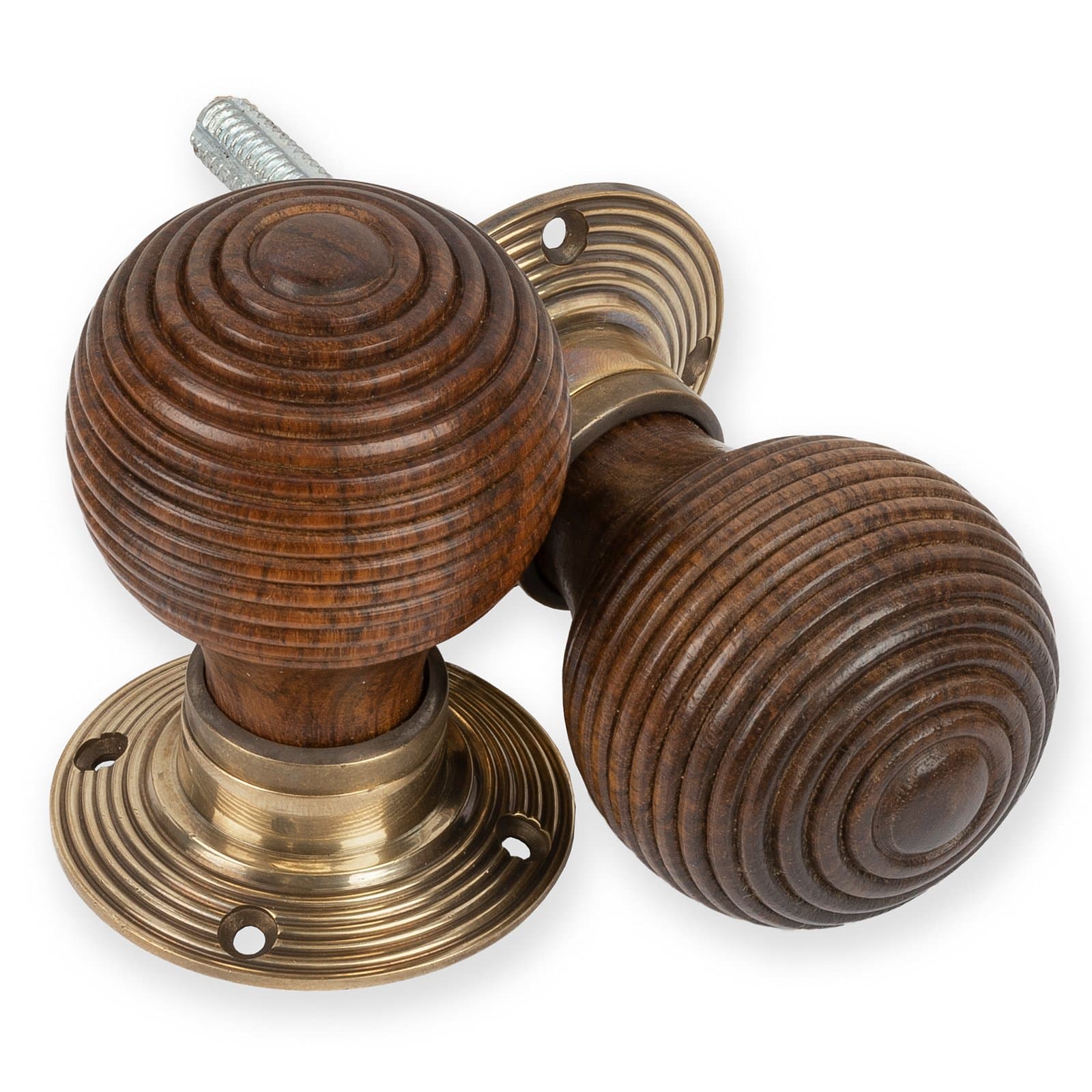 ChromeHardware® | Antique Rosewood Beehive Door Knobs | Polished Wooden Door Handles