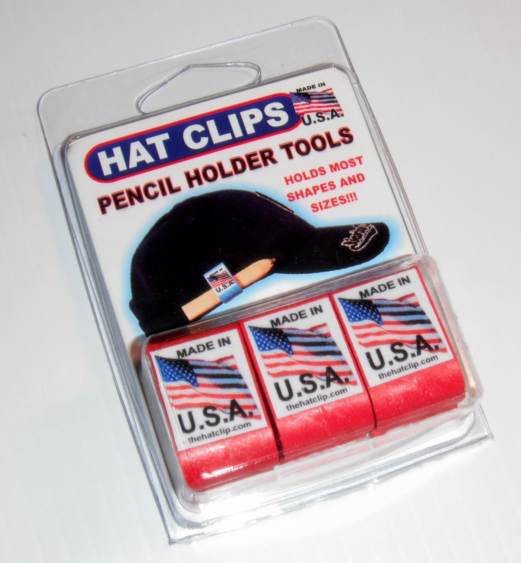 Pencil Holder Clips for hat Cap or Visor. Attaches to Either Side to Hold Pen Marker Golf Pencil or Other writting Devices. (3 Pack of RED Clips)3