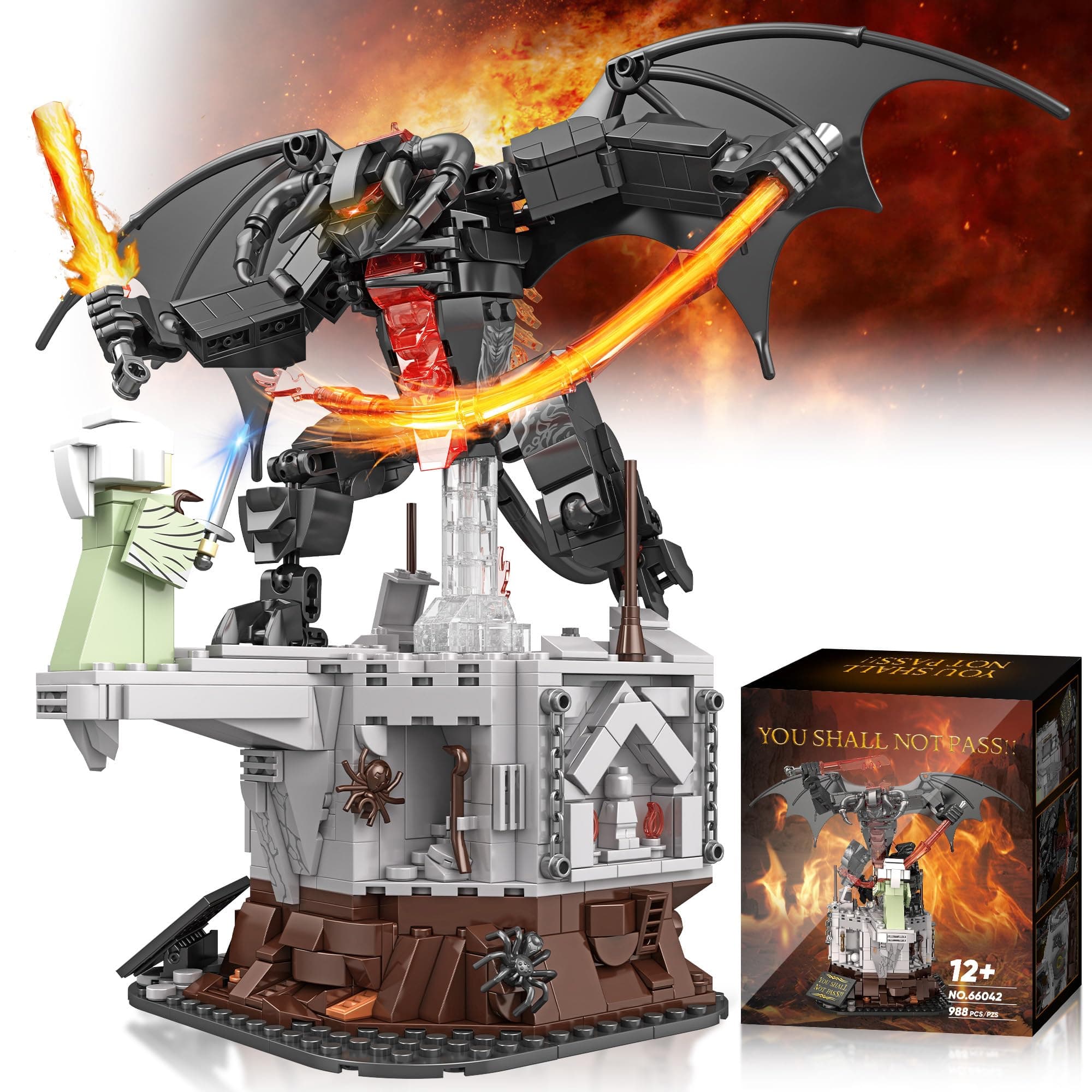 Magic Rings Battle Construction Building Set, Guardian Showdown Building Toys, Complete with Action Features and Collectible Figures, Monsters Building Block Collection Gift for Adult and Movie Fans