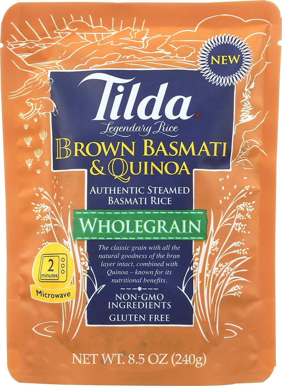 Tilda Legendary Rice Steamed Brown Basmati & Quinoa, 8.5 Ounce (Pack of 6)