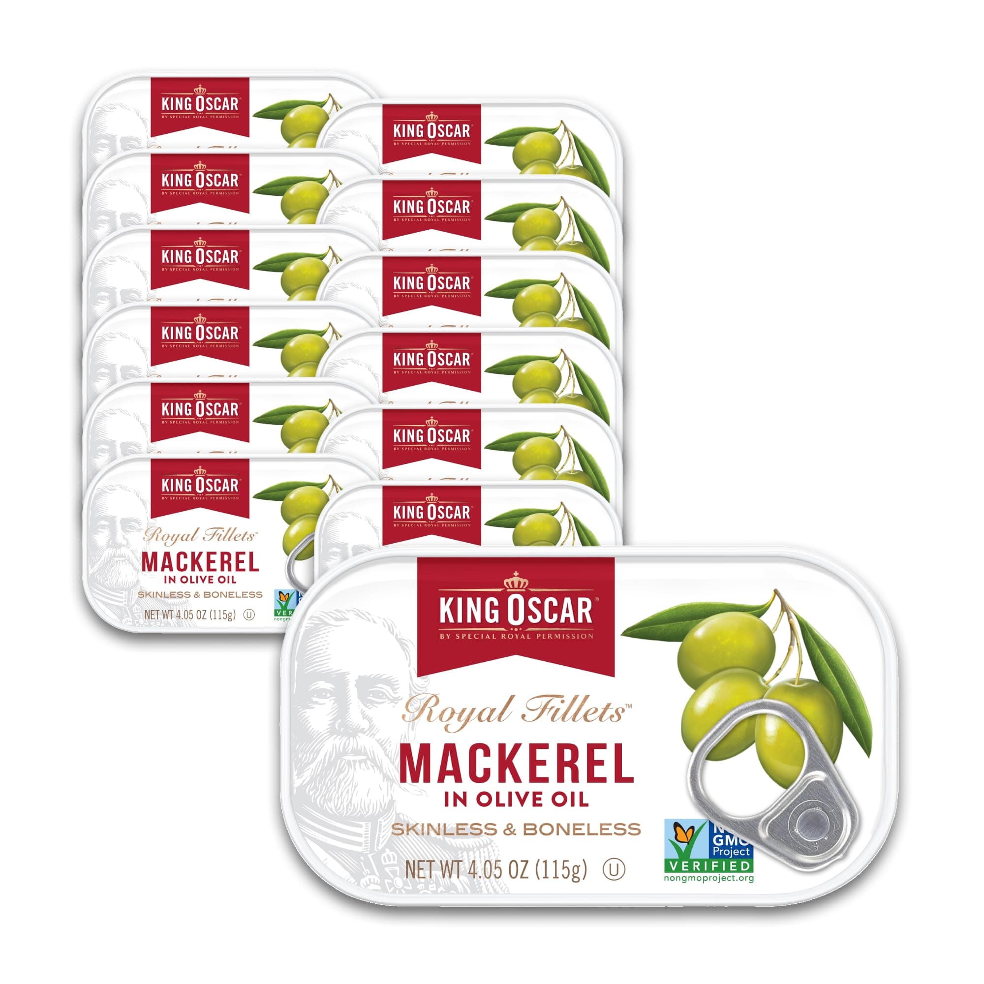 King Oscar Skinless & Boneless Mackerel Fillets in Olive Oil, 4.05-Ounce Cans...